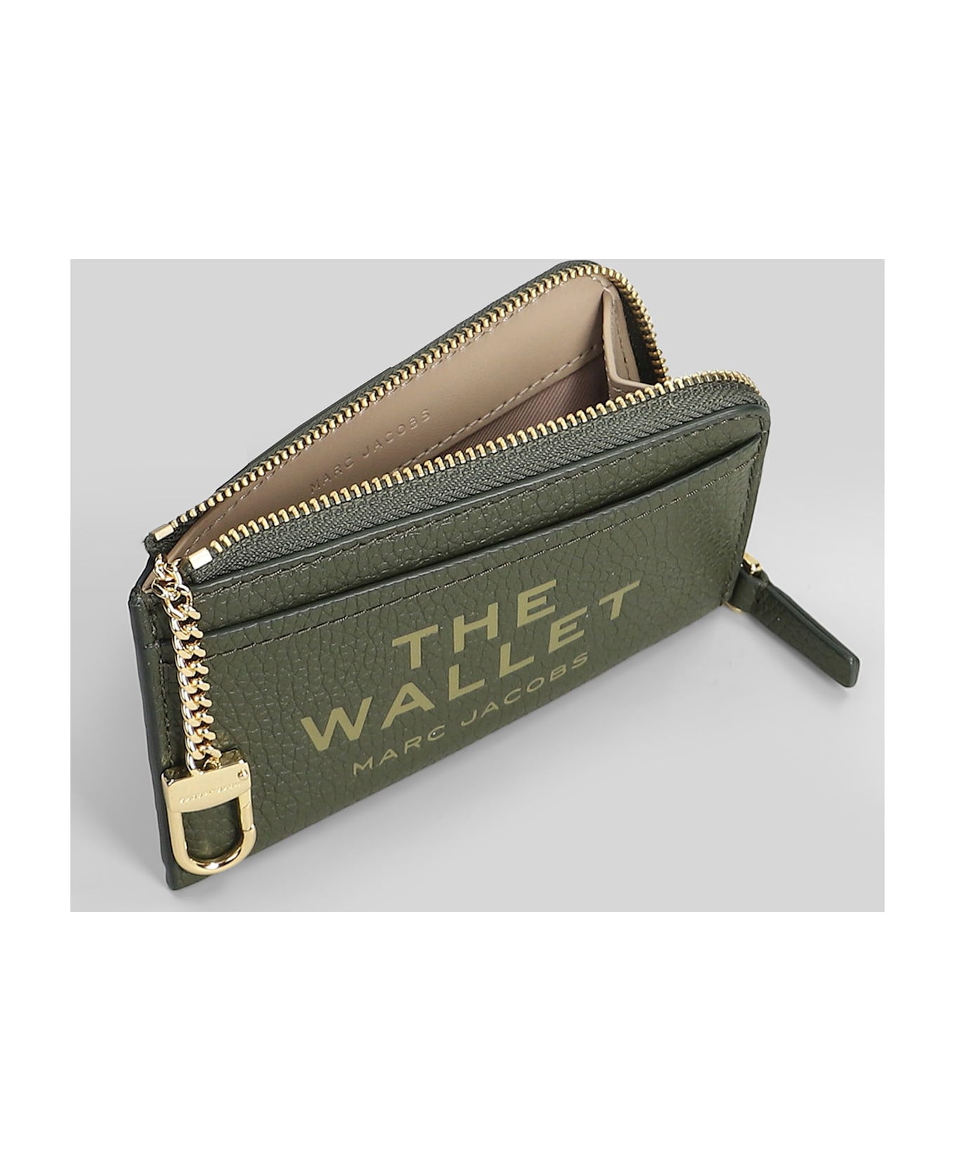 Marc Jacobs The Top Zip Multi Wallet In Green Leather - green