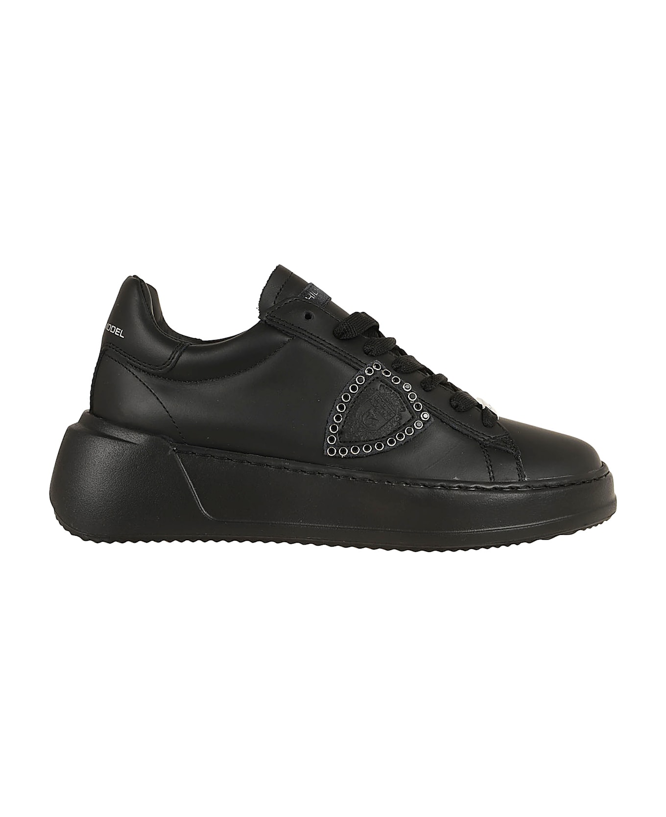 Philippe Model Tres Temple Low Woman - Veau Diamant Blanc Noir
