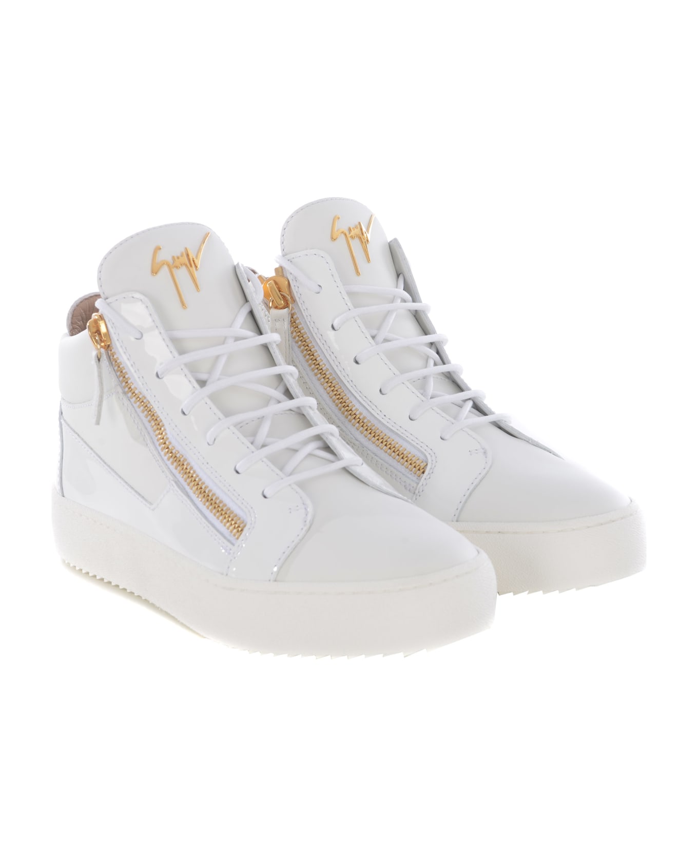 Giuseppe Zanotti High Sneakers Giuseppe Zanotti "hi-top" In Leather And Patent Leather - Bianco スニーカー