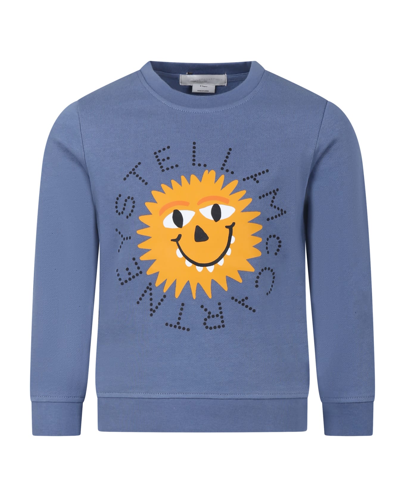 Stella McCartney Kids Blue Sweatshirt For Boy With Print And Logo - Blue ニットウェア＆スウェットシャツ