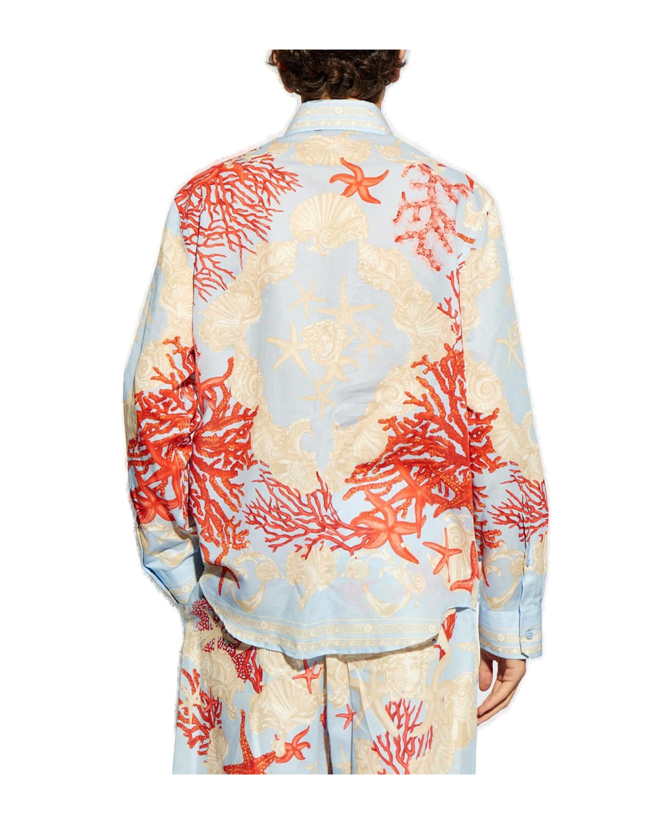 Versace Barocco Sea Pattern-printed Long-sleeved Shirt - Azzurro