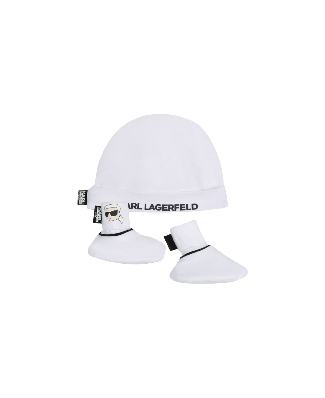 Karl Lagerfeld Kids Bonnet+chaussons+boite - WHITE