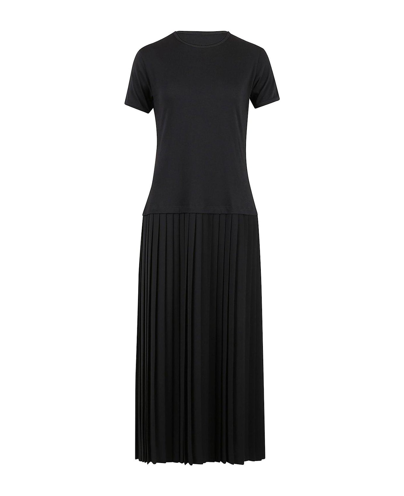 MM6 Maison Margiela Pleated Maxi Jersey Dress - Black/Black