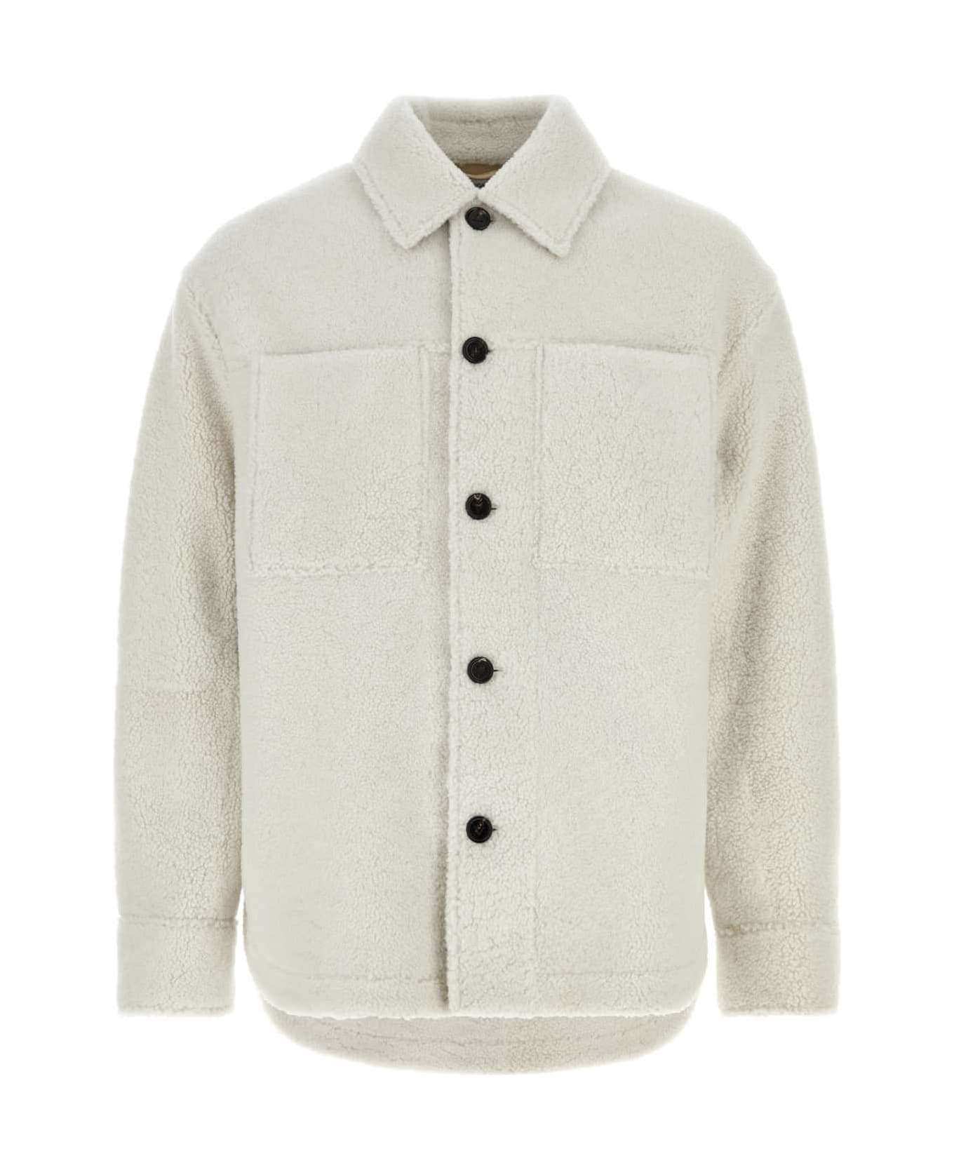 Bottega Veneta Chalk Shearling Oversize Shirt - POPCORN