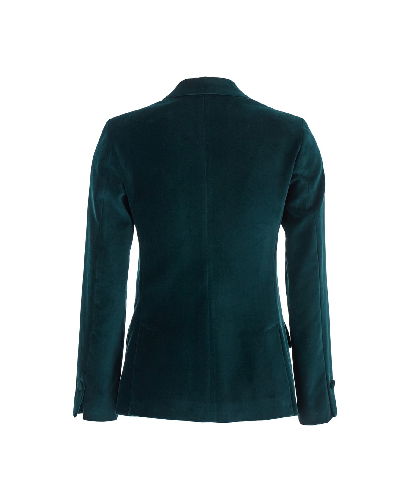 Merci Green Double-breasted Jacket With Peak Revers In Velvet Woman - Green