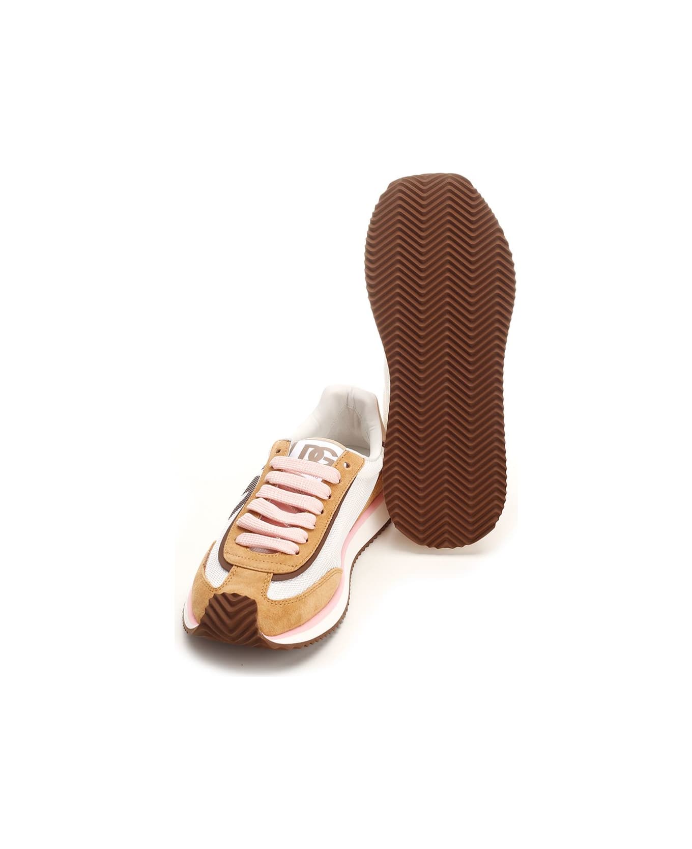 Dolce & Gabbana 'dg Cushion' Mesh Sneakers - WHITE/NEUTRALS