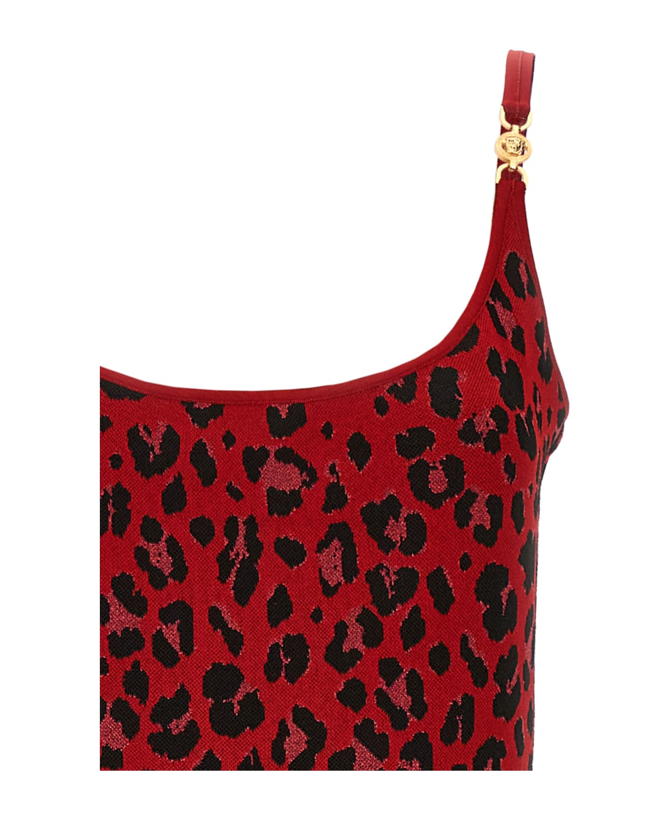 Versace 'medusa' Animal Dress - Red