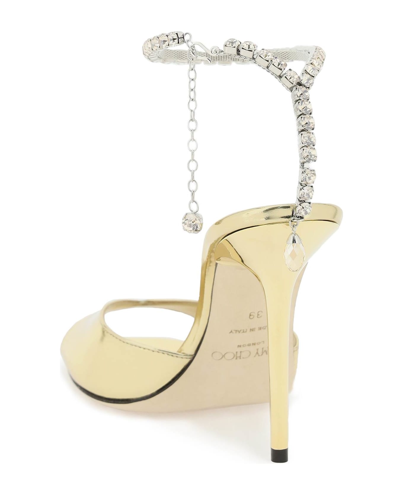 Jimmy Choo Patent Leather 'saeda' Sandals - GOLD CRYSTAL HONEY (Gold)