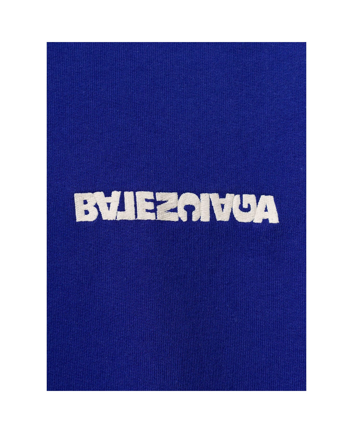 Balenciaga Blue Hoodie With Logo Embroidery In Cotton Man - Blu