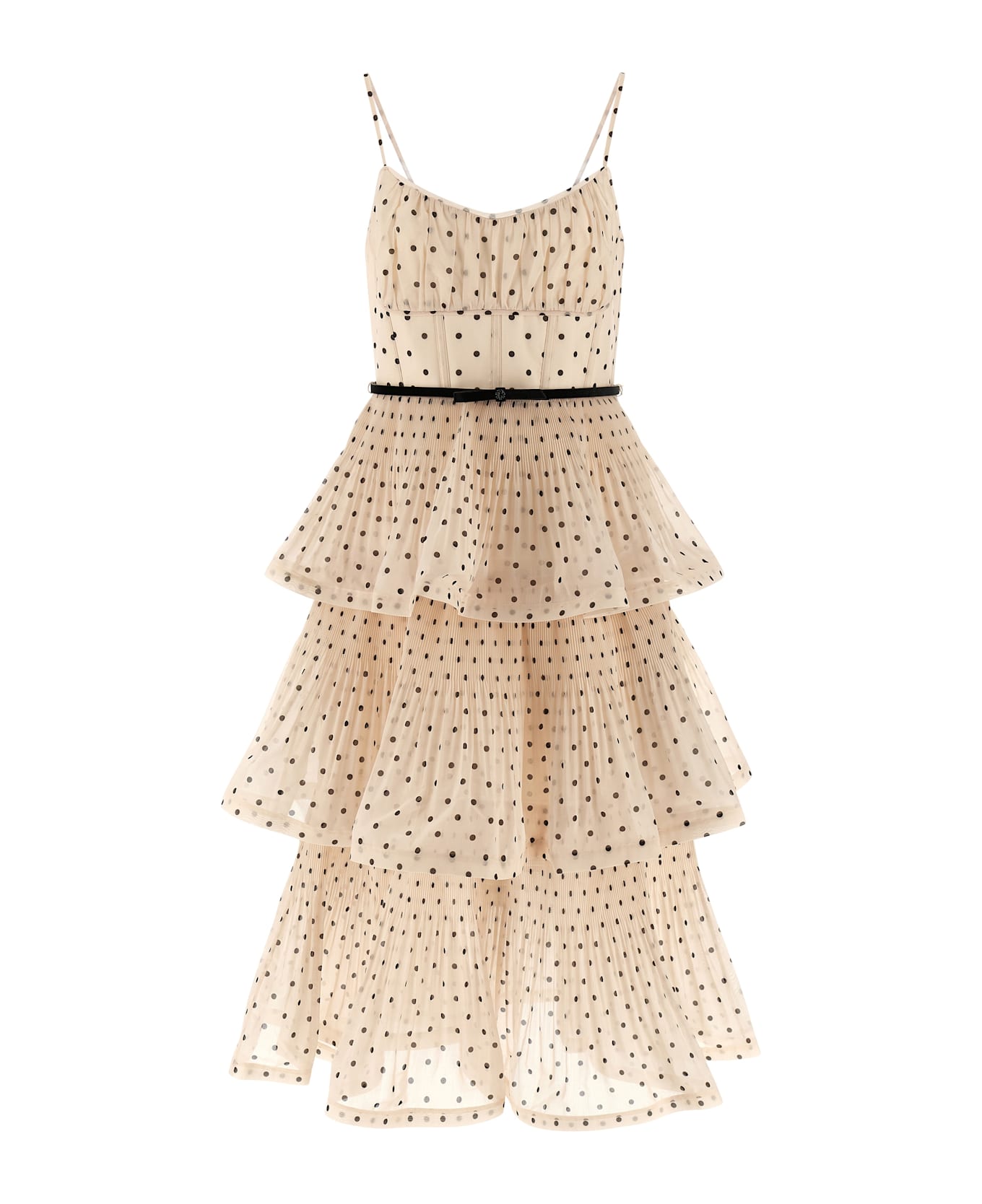 Zimmermann 
pleated Tiered Midi
 Dress - Beige