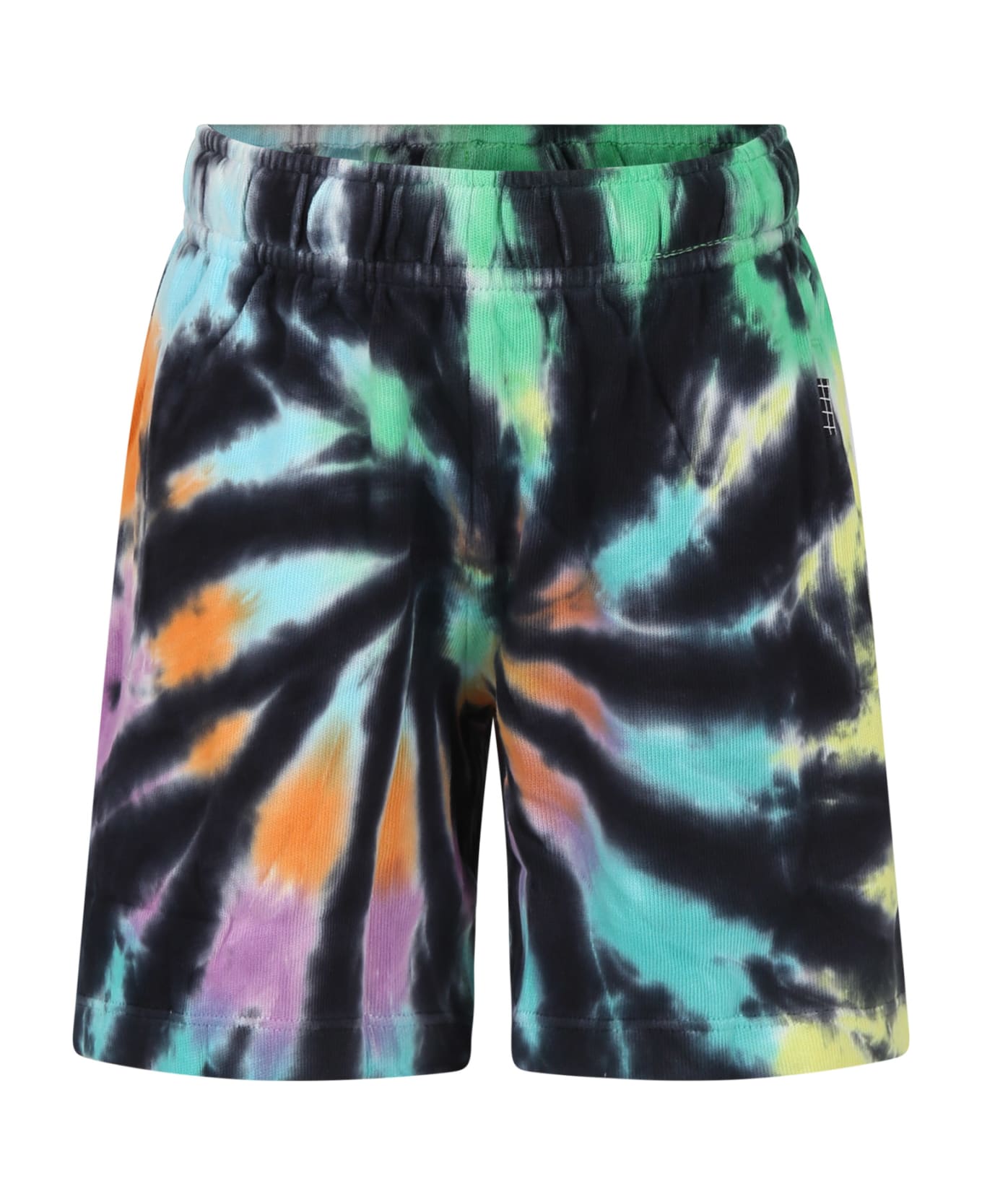 Molo Black Shorts For Boy With Tie-dye Print - Multicolor ボトムス