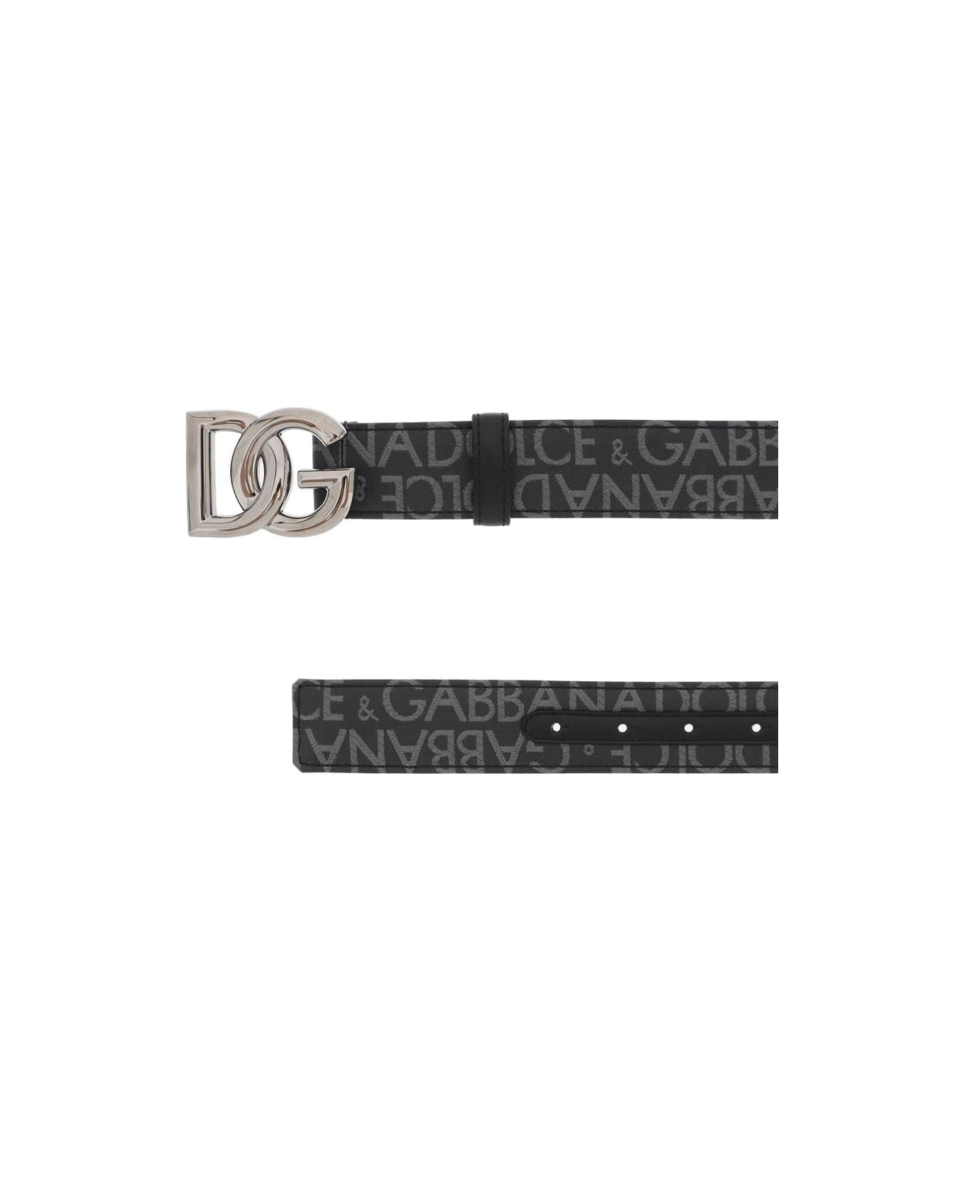 Dolce & Gabbana Coated Canvas Belt - Black / Grey ベルト