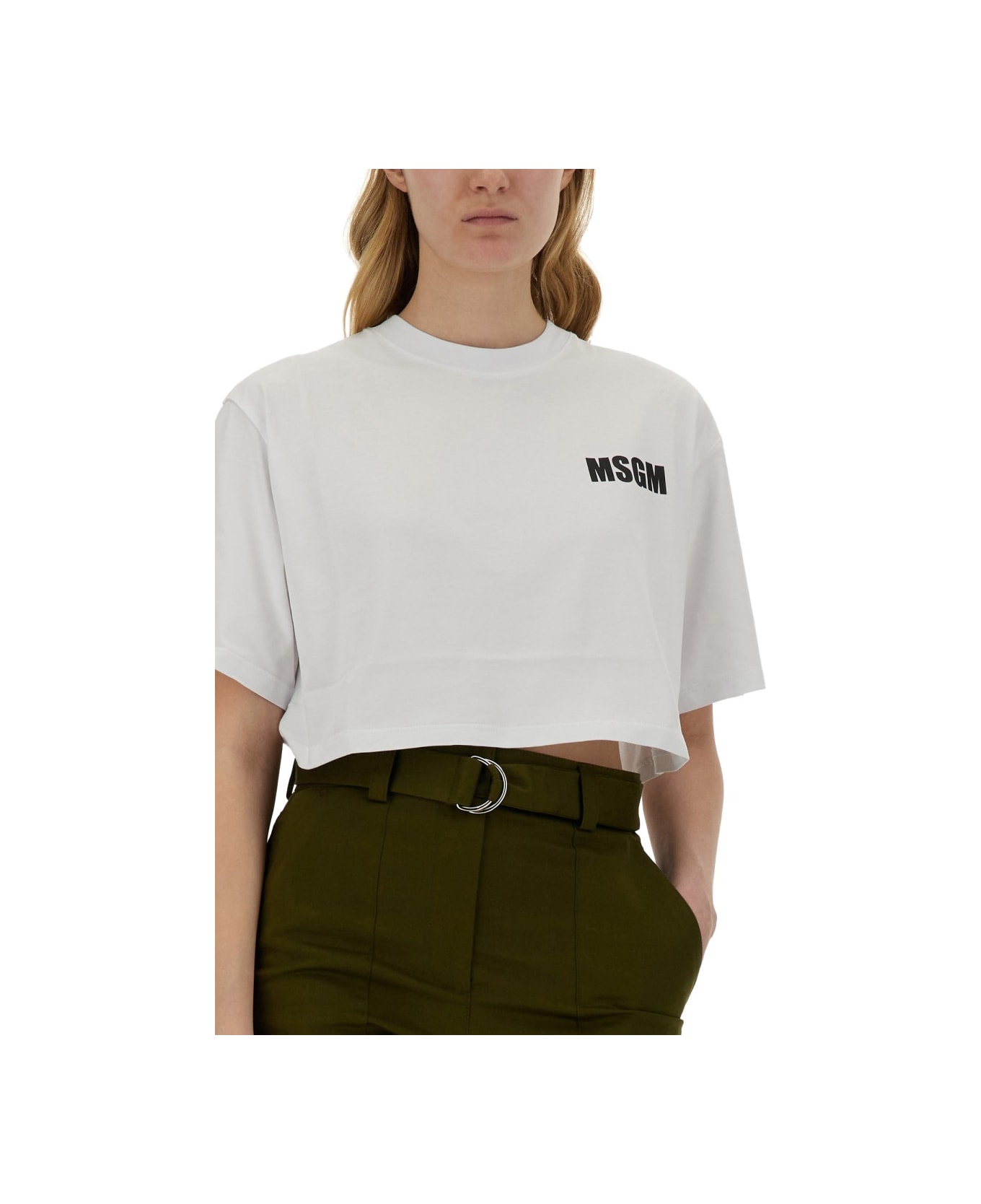 MSGM Cropped T-shirt - WHITE