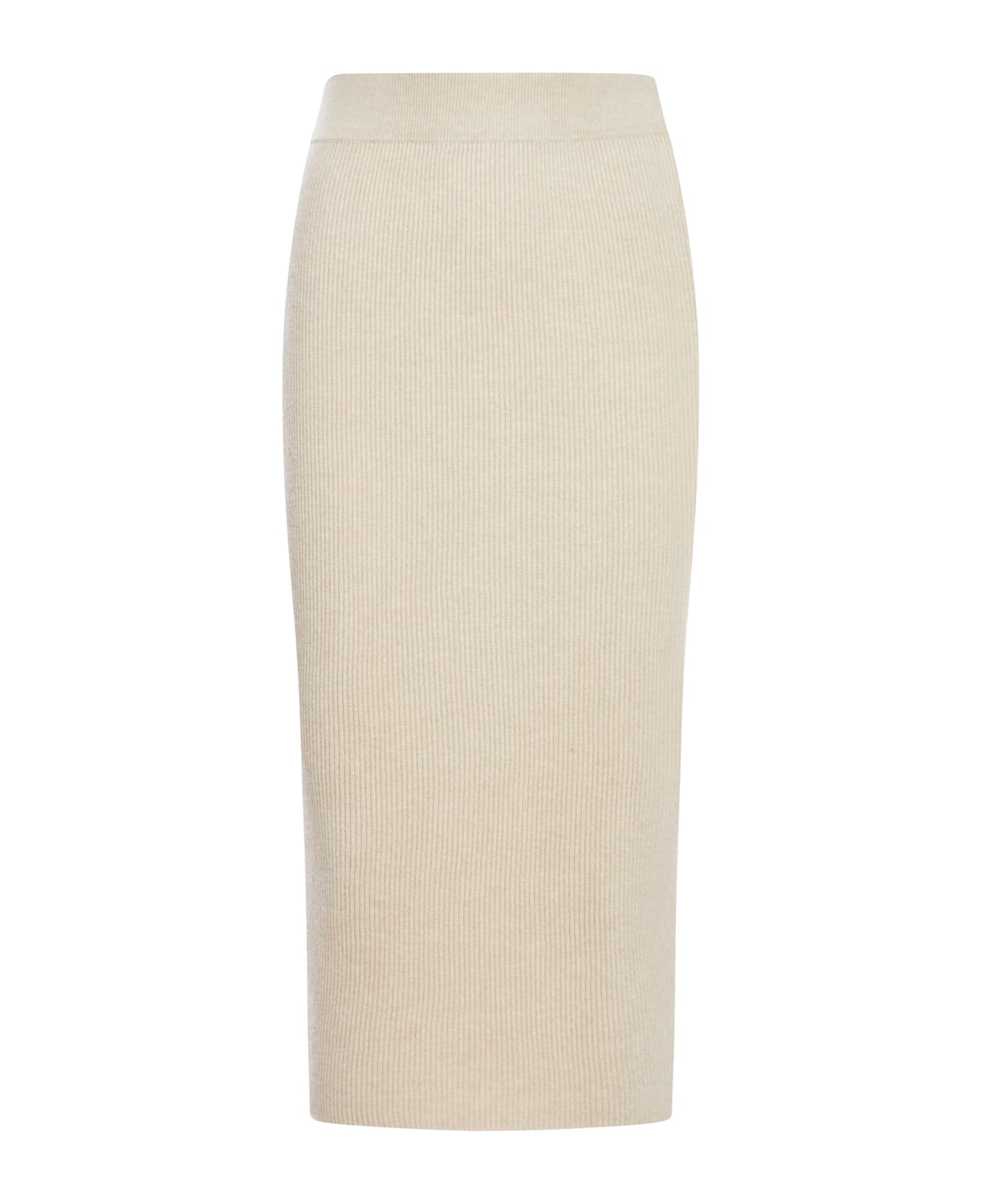 Brunello Cucinelli Ribbed Midi Skirt - Nude & Neutrals