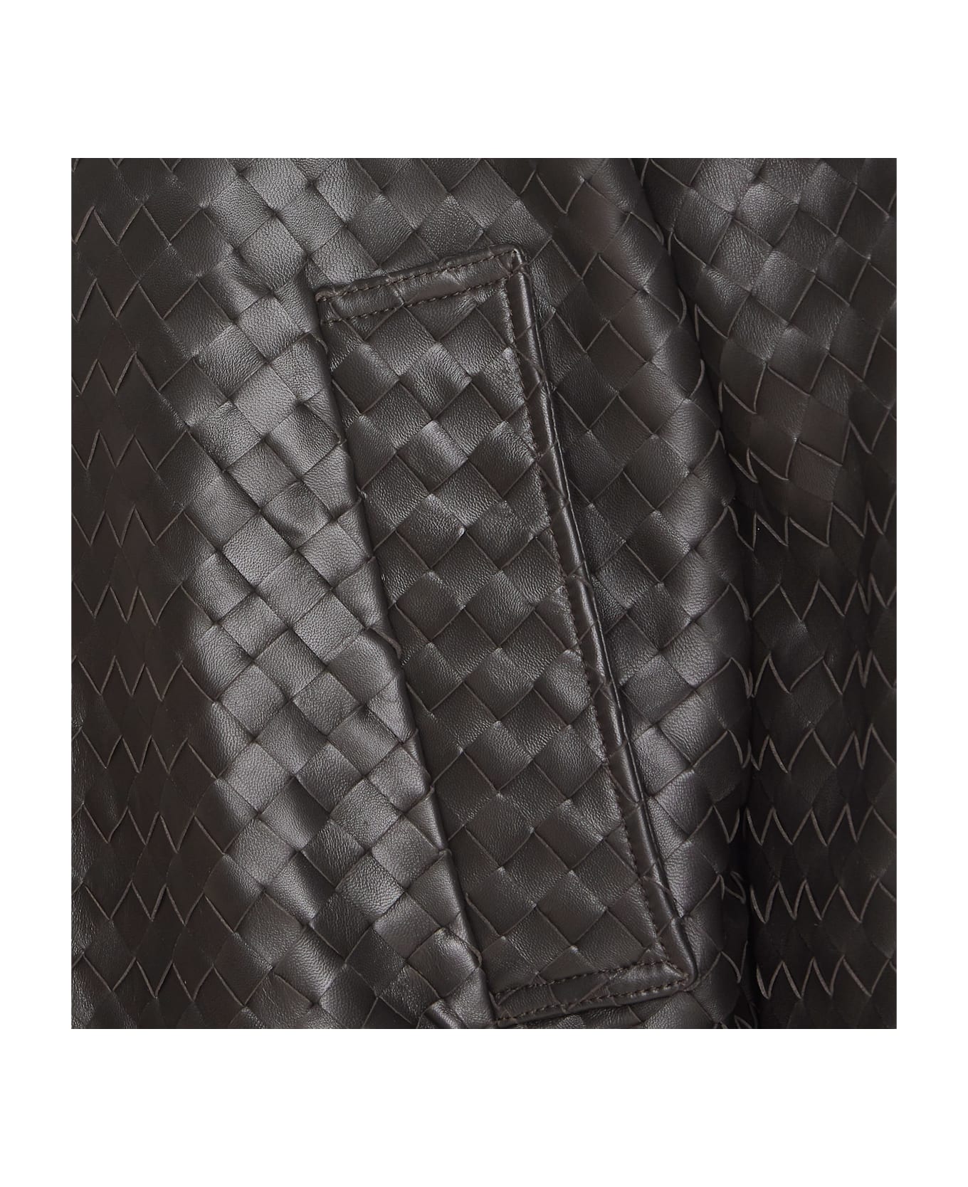 Bottega Veneta Intrecciato Leather Zip Jacket - Brown