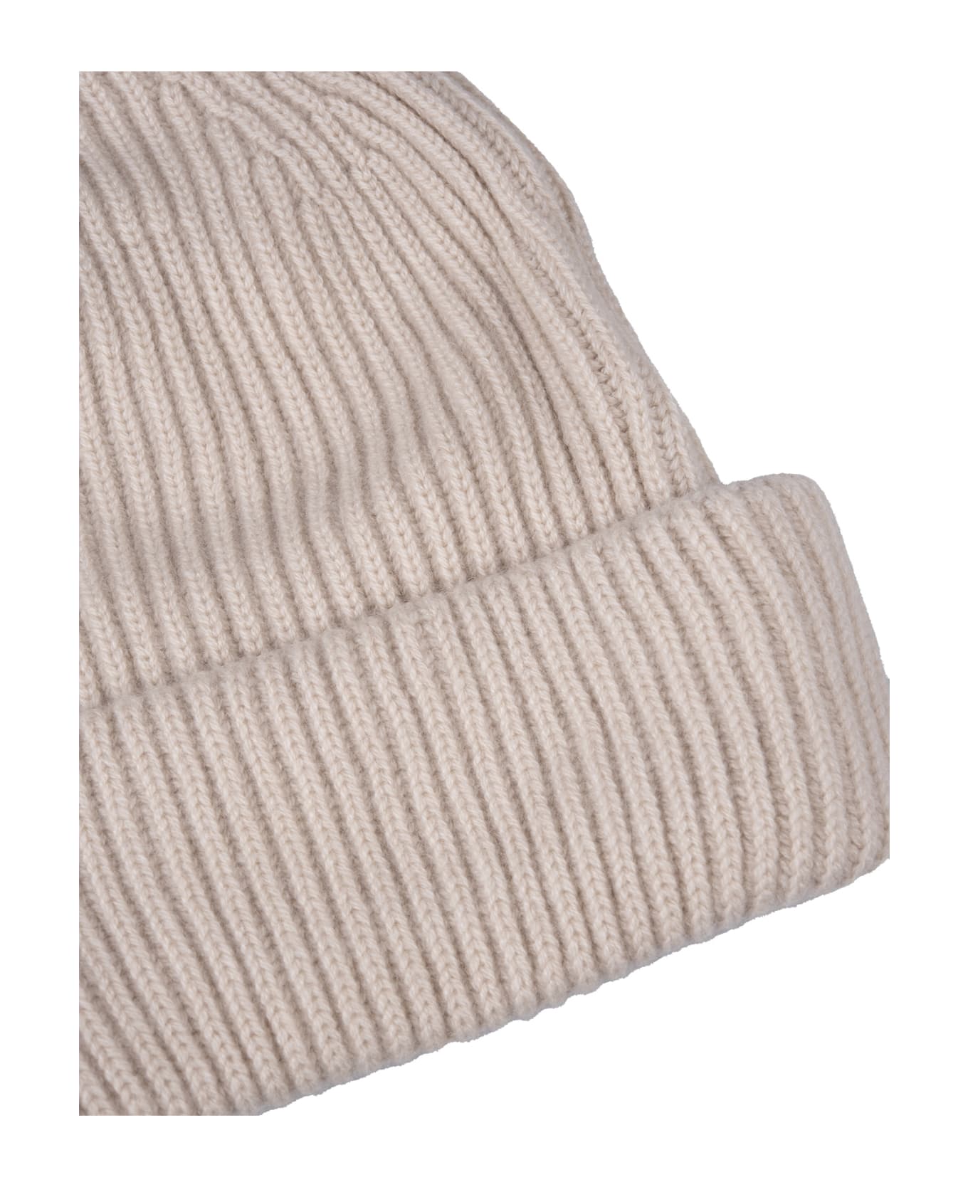 Fedeli Gold Ribbed Cashmere Beanie - Brown