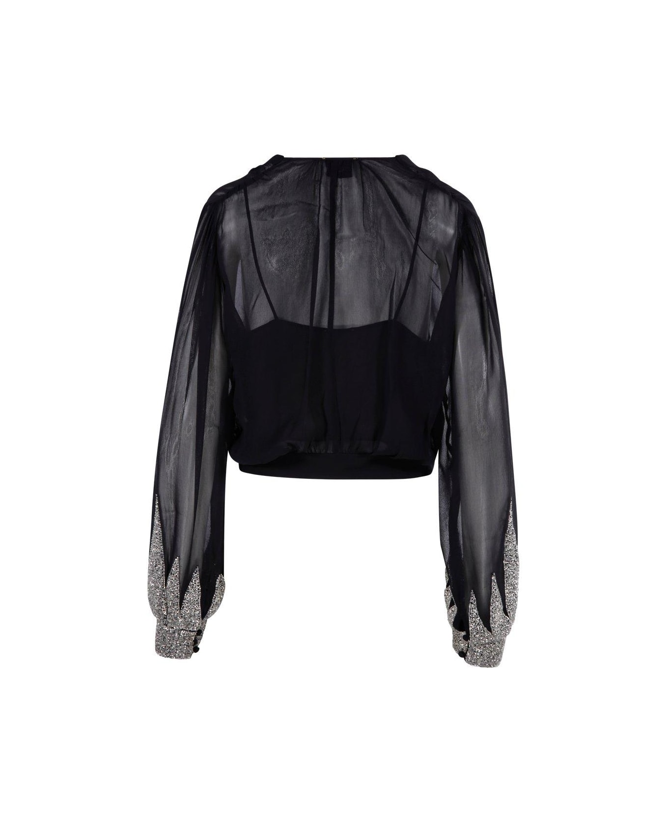 Forte_Forte Embellished Detailed V-neck Blouse - Noir