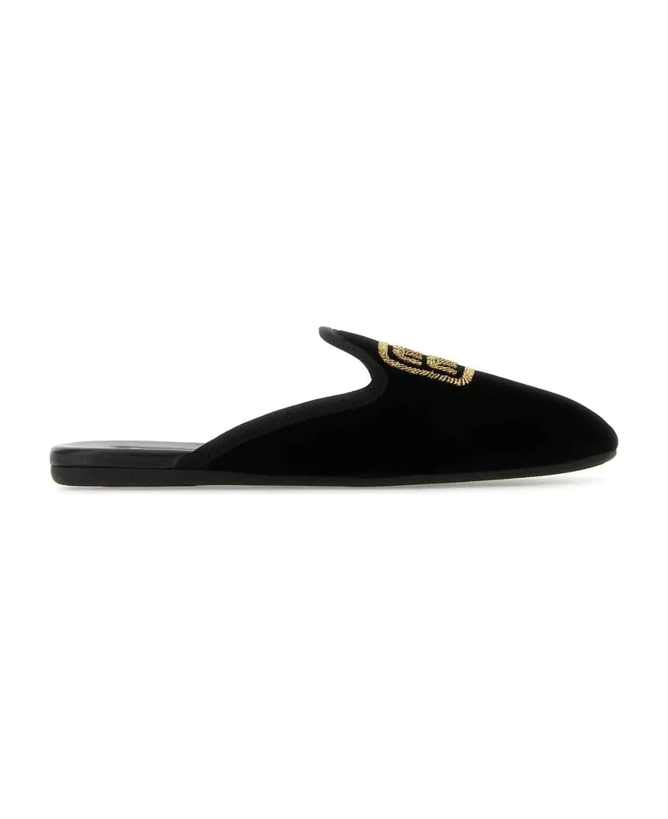 Miu Miu Logo Embroidered Slip-on Mules - Black