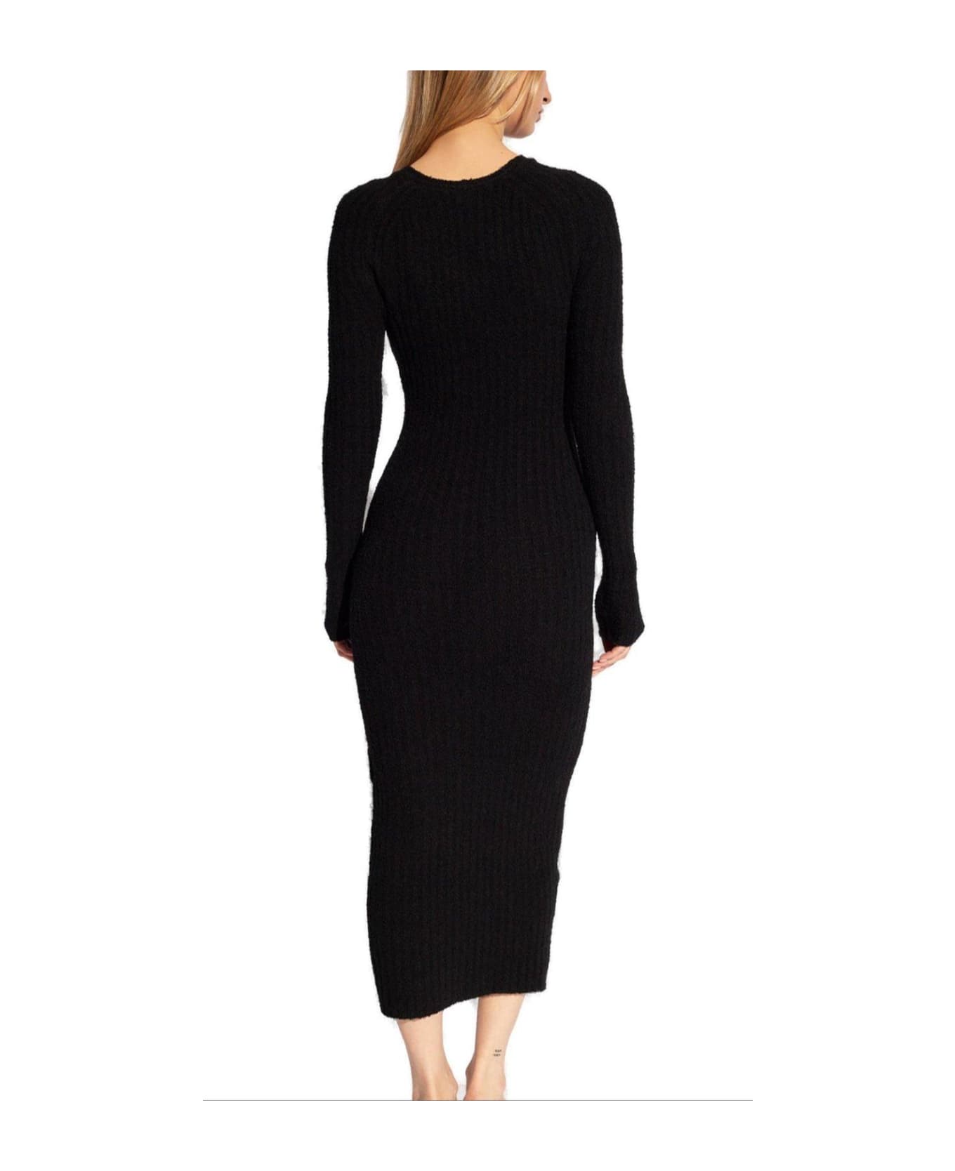 Totême V-neck Ribbed-knit Maxi Dress - BLACK