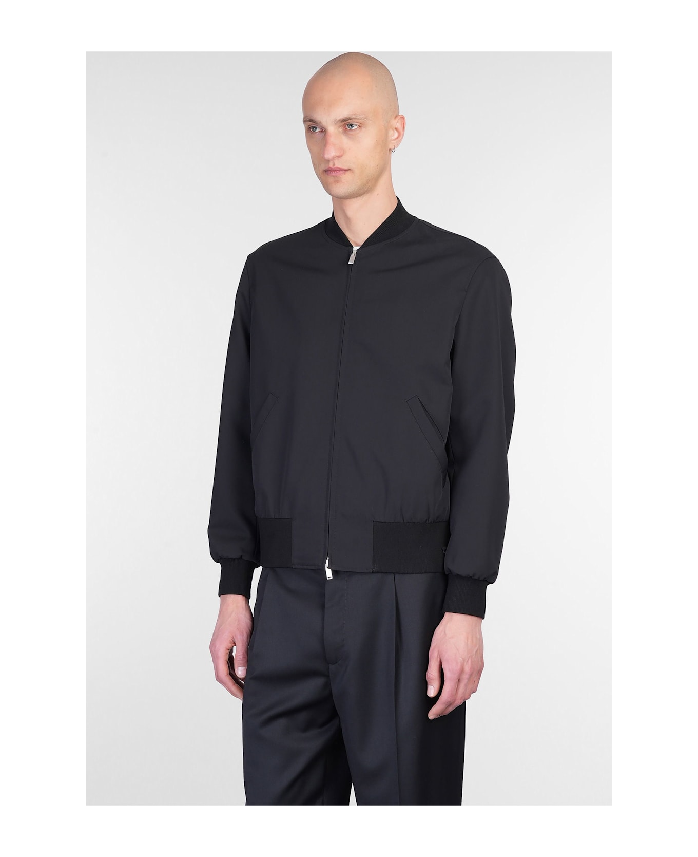 Lardini Bomber Jacket In Black Wool - black