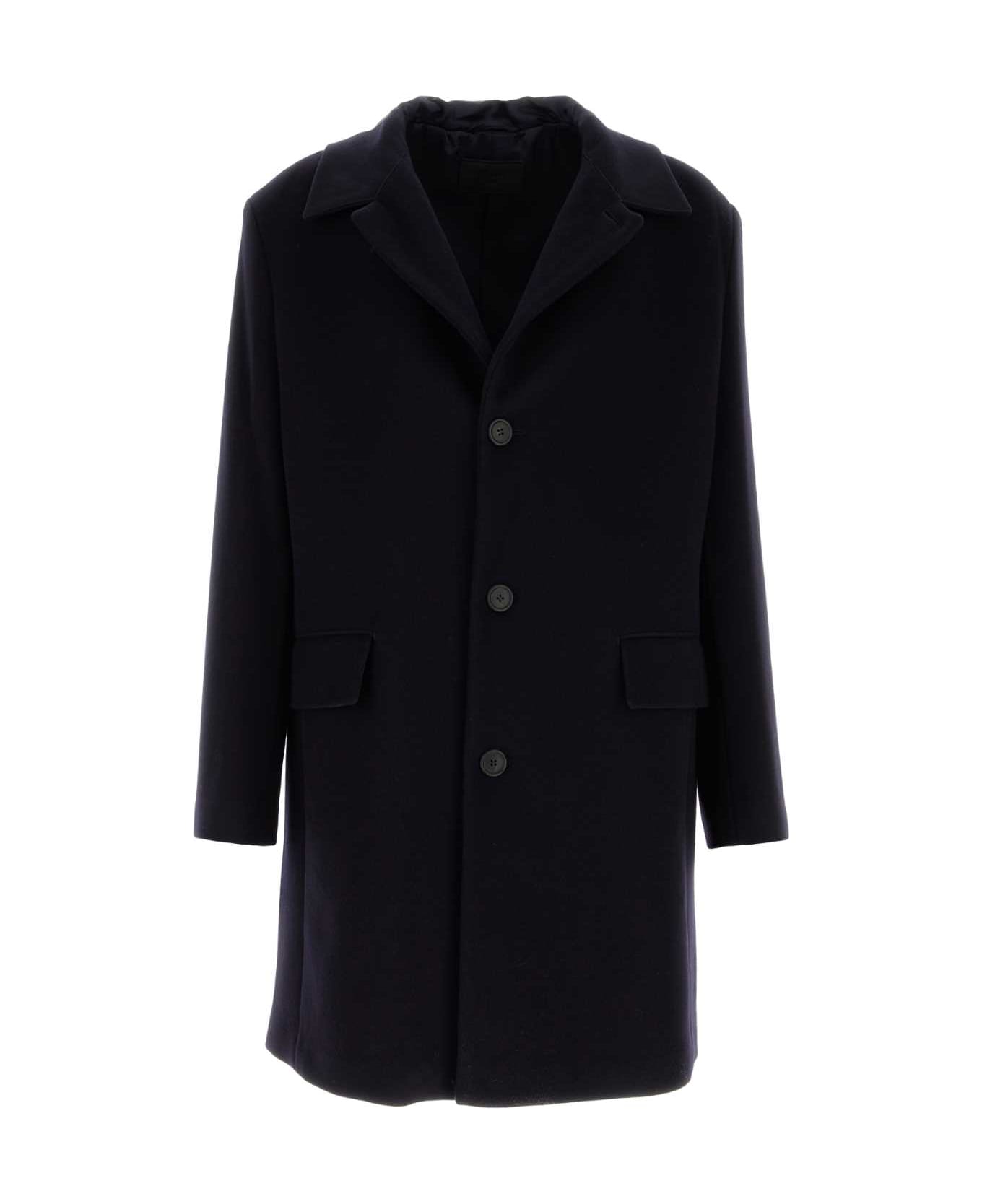 Prada Midnight Blue Wool Blend Coat - BLEU