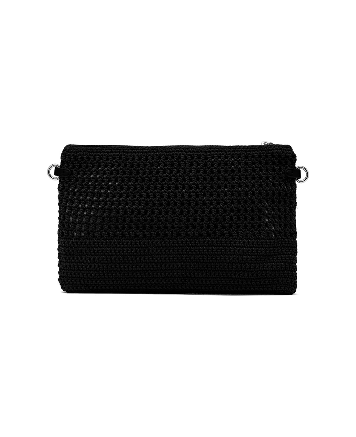Gianni Chiarini Black Victoria Clutch Bag In Crochet Fabric - NERO