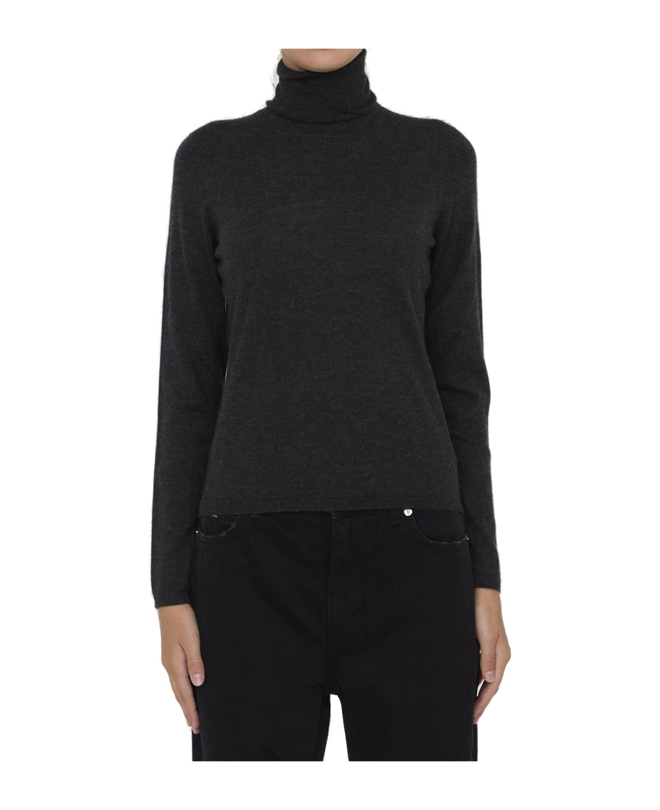 Max Mara Turtleneck Long-sleeved Knitted Top - Grey