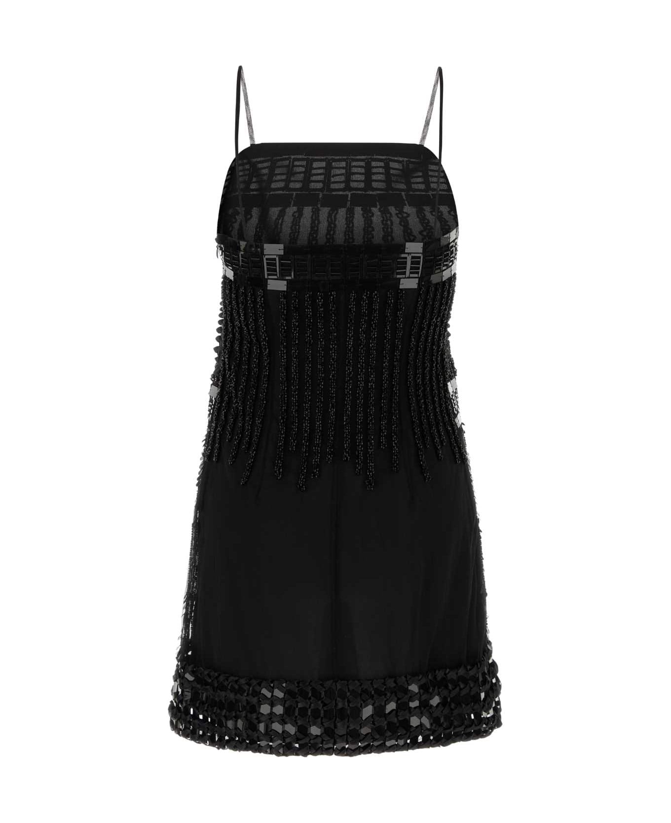 Alberta Ferretti Embellished Nylon Mini Dress - NERO