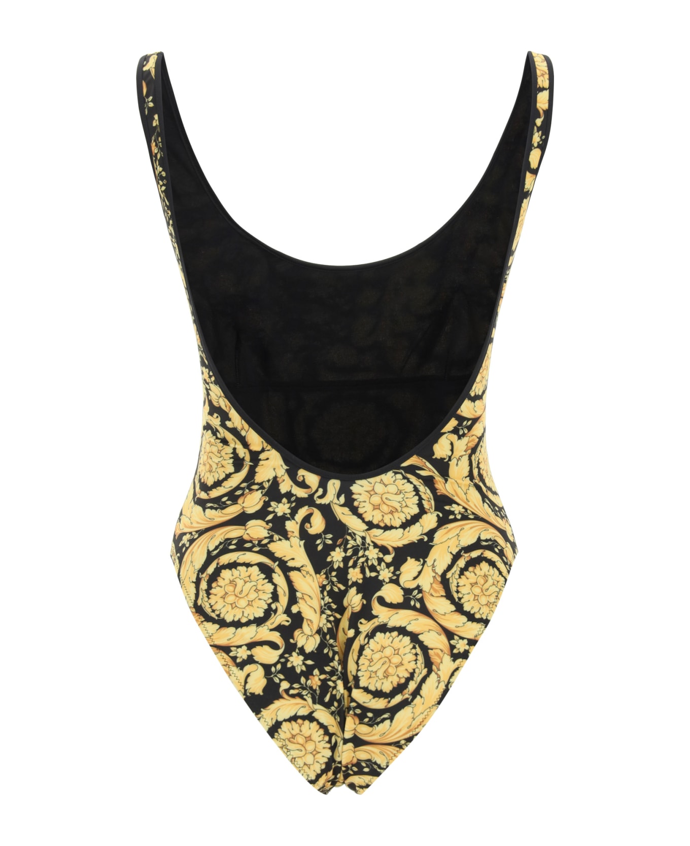 Versace 'barocco' One-piece Swimsuit - Black Print Gold