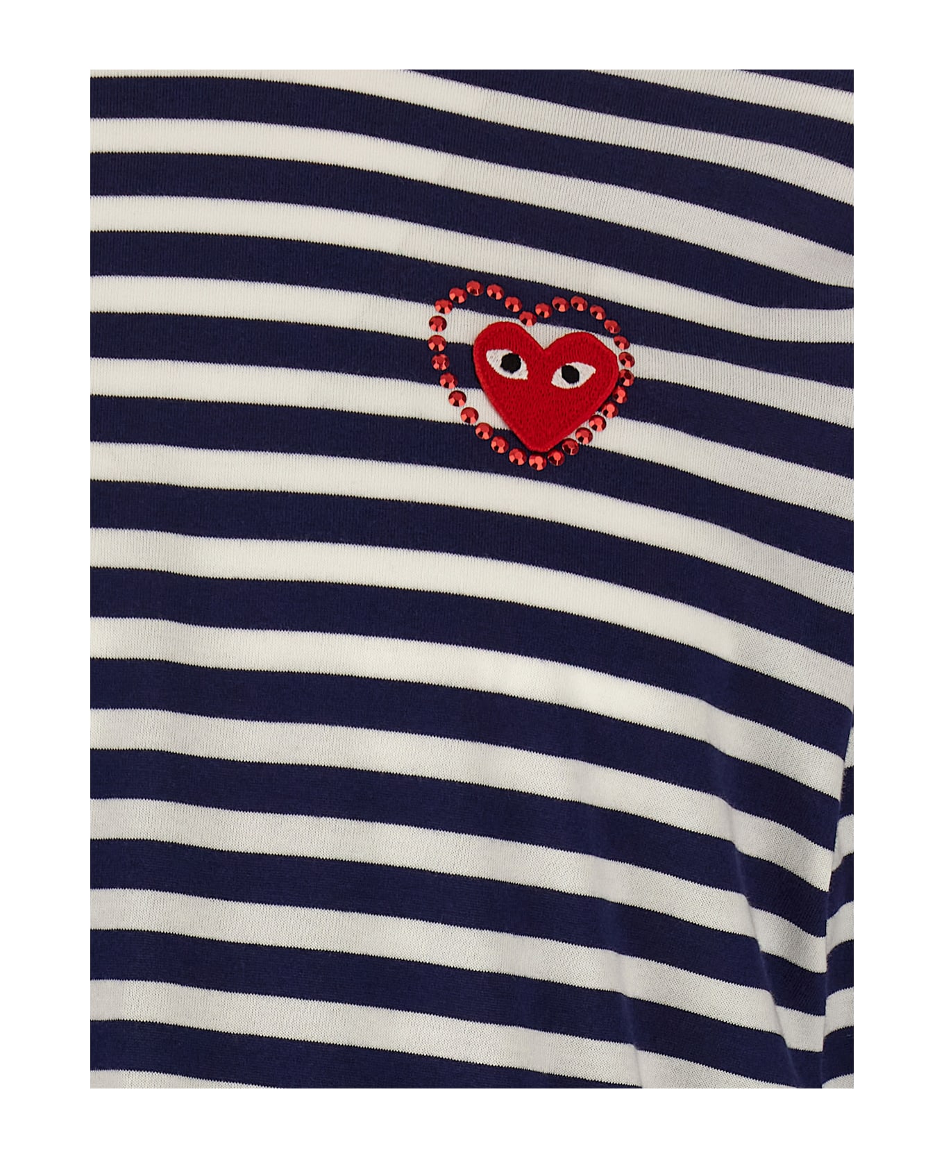 Comme des Garçons Play Logo Patch Stripes T-shirt - Blue