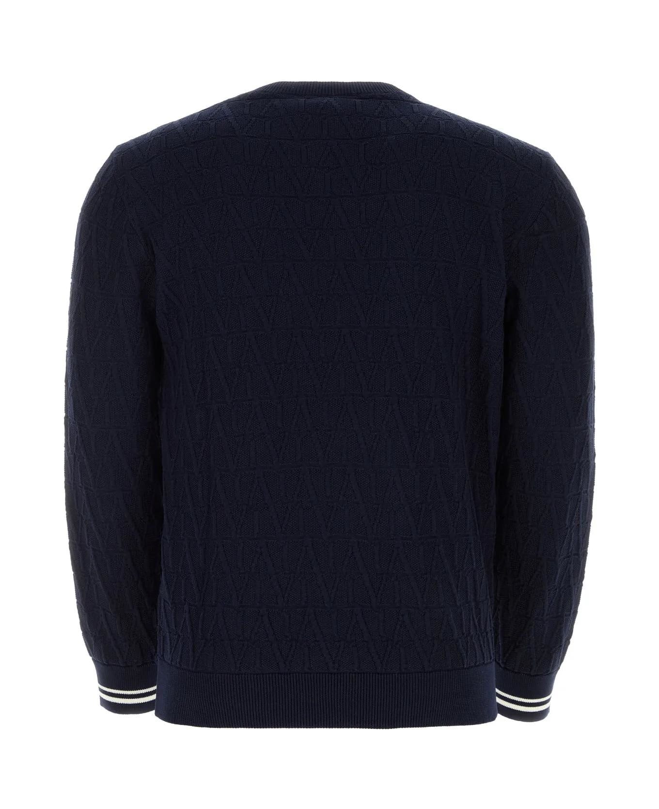 Valentino Garavani Dark Blue Cotton Sweater - Blue