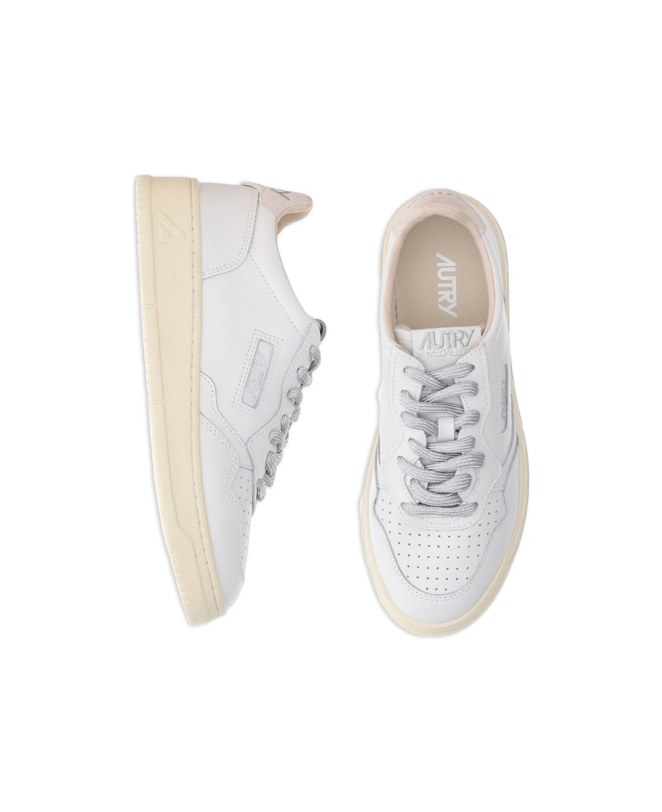 Autry Medialist Low Leather Sneakers - Silver
