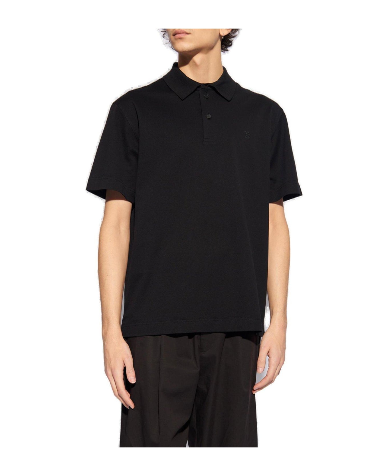 Givenchy Logo Embroidery Polo Shirt - Black