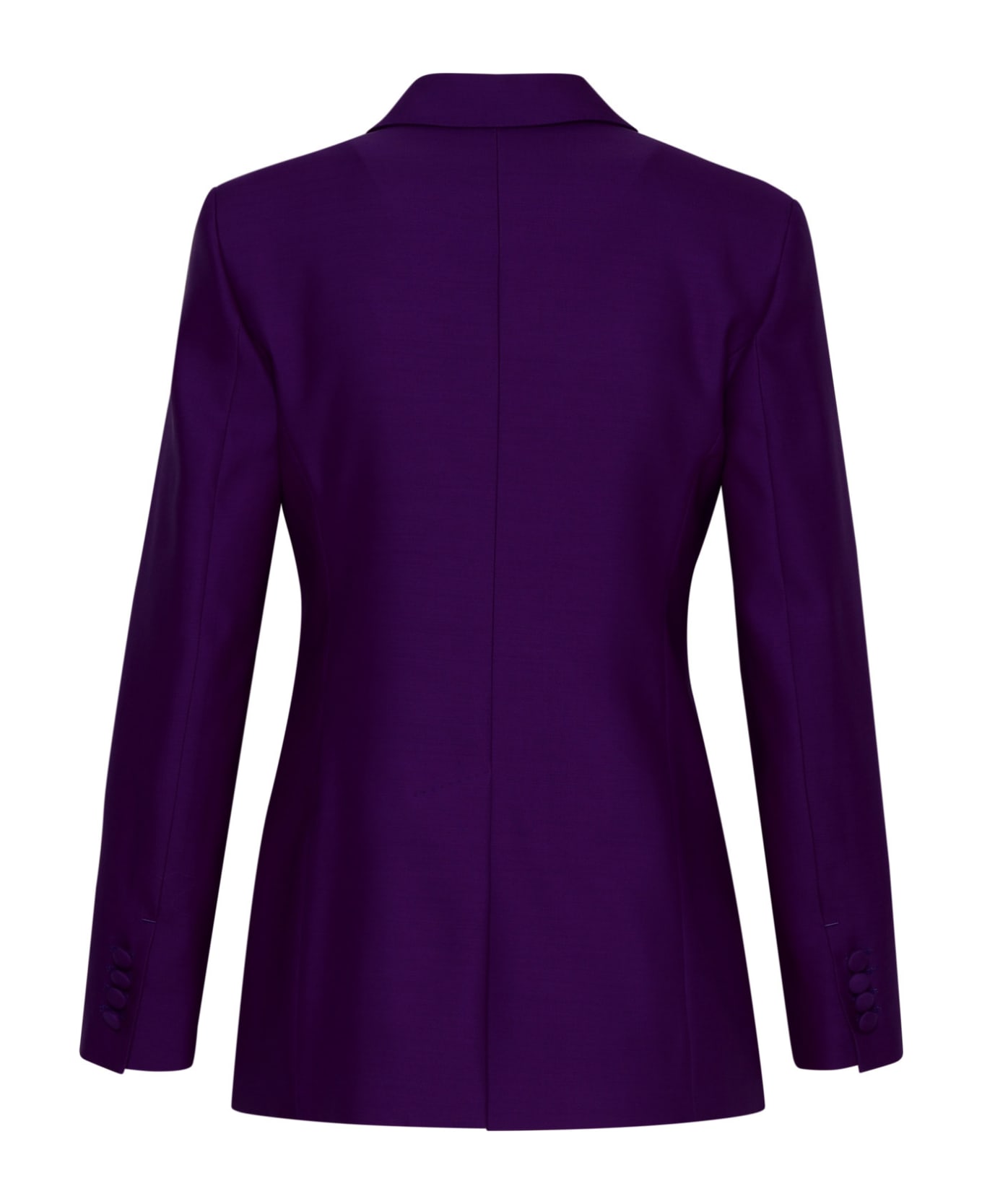 Max Mara Purple Silk Blend Buckle Blazer Jacket - PURPLE