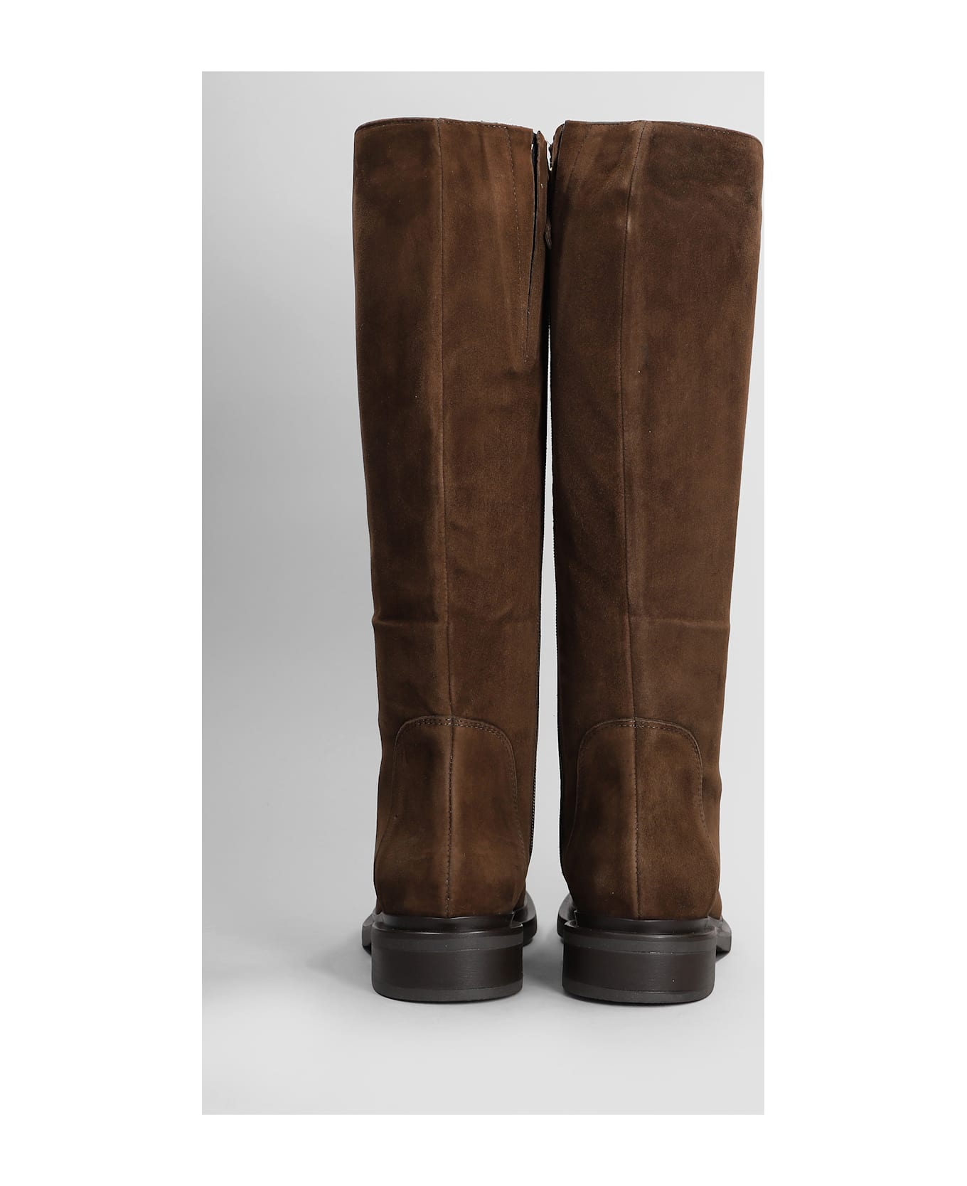Julie Dee Low Heels Boots In Dark Brown Suede - dark brown