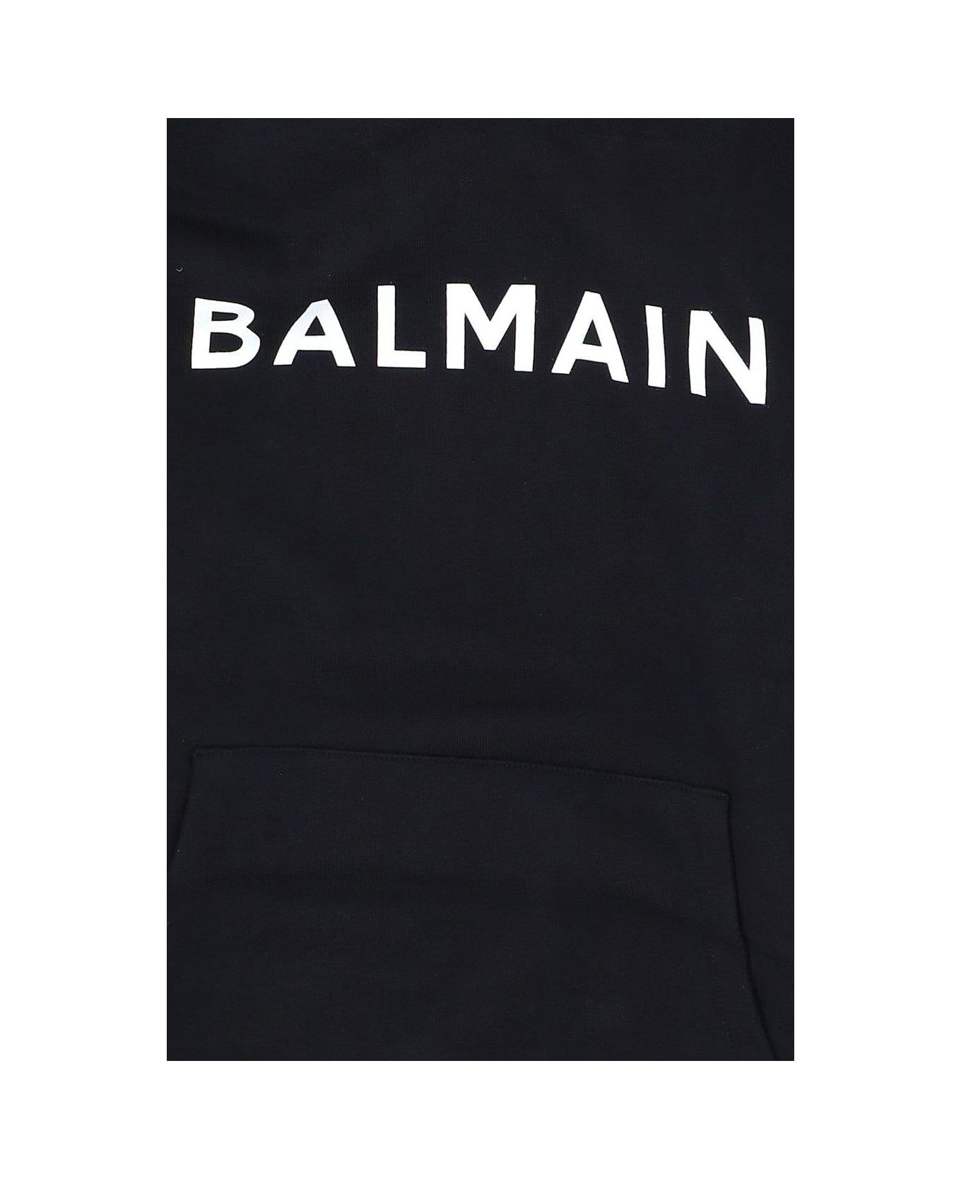 Balmain Logo Printed Hoodie - Black/white