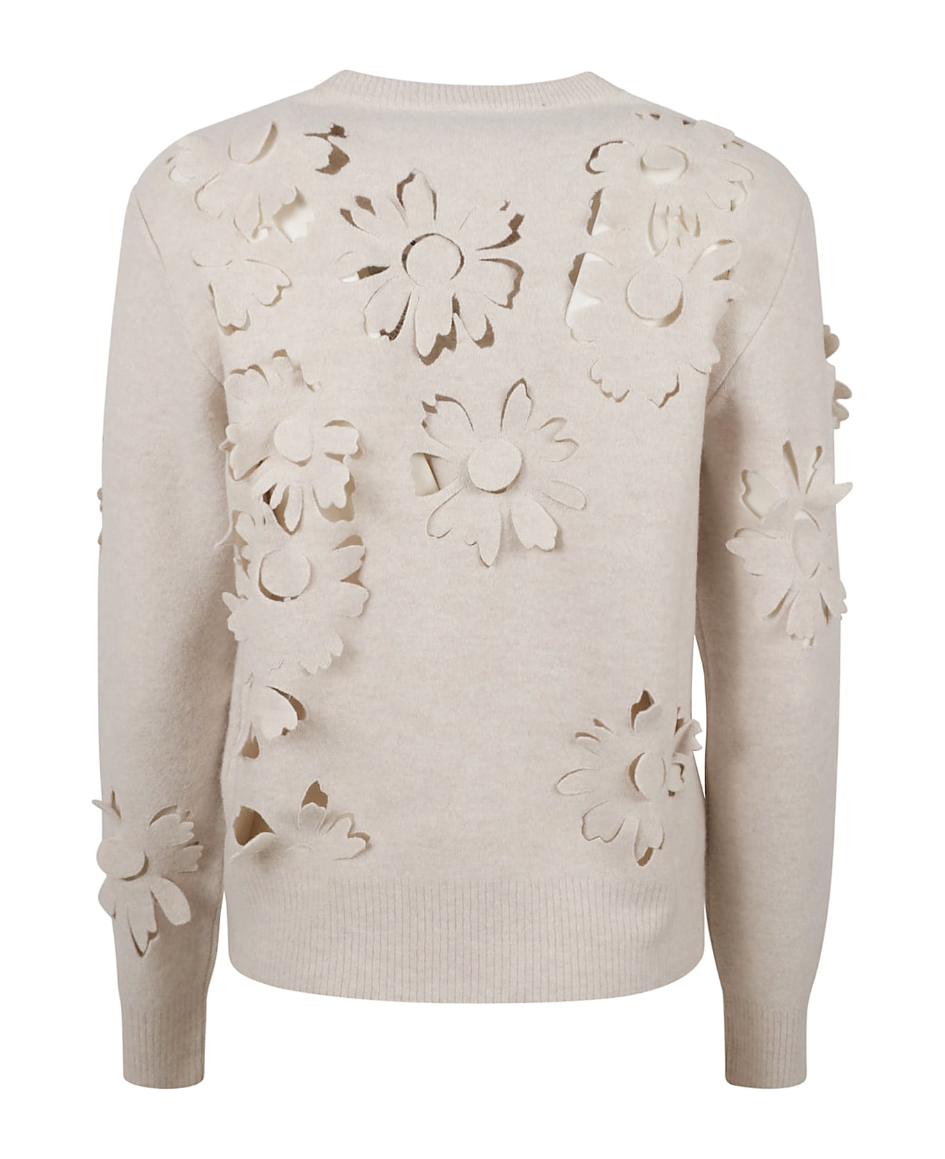 Burberry V-neck Perforated Rib Sweater - NUTMEG
