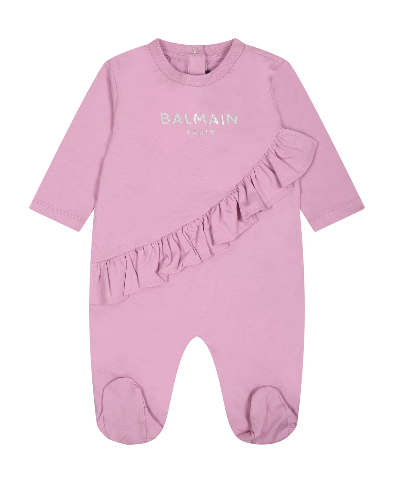 Balmain Purple Set For Baby Girl With Logo - Viola