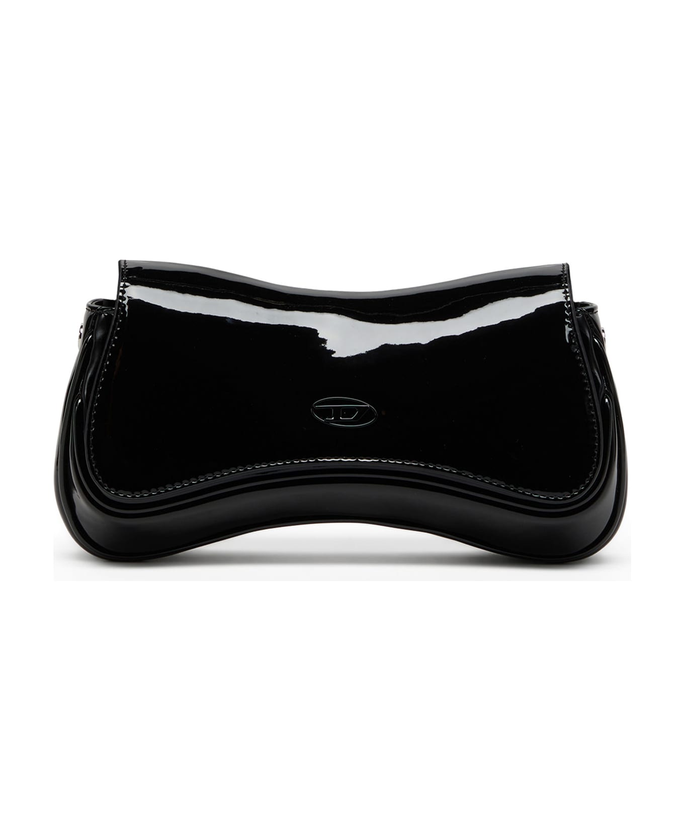 Diesel Play Clutch Patent Fabric Shoulder Bag - Black