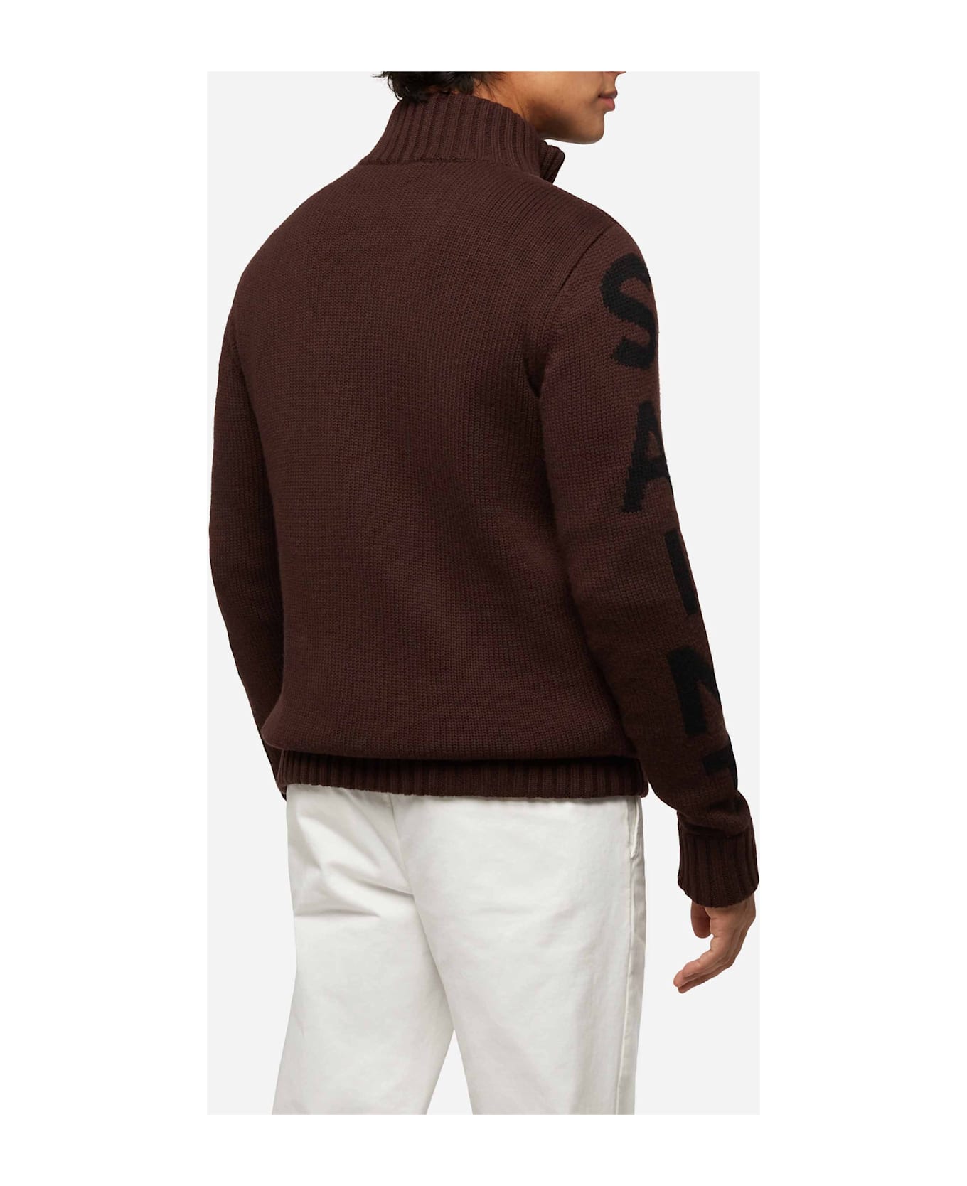 MC2 Saint Barth Brown Padded Jacket Whistler With Knitted Sleeves