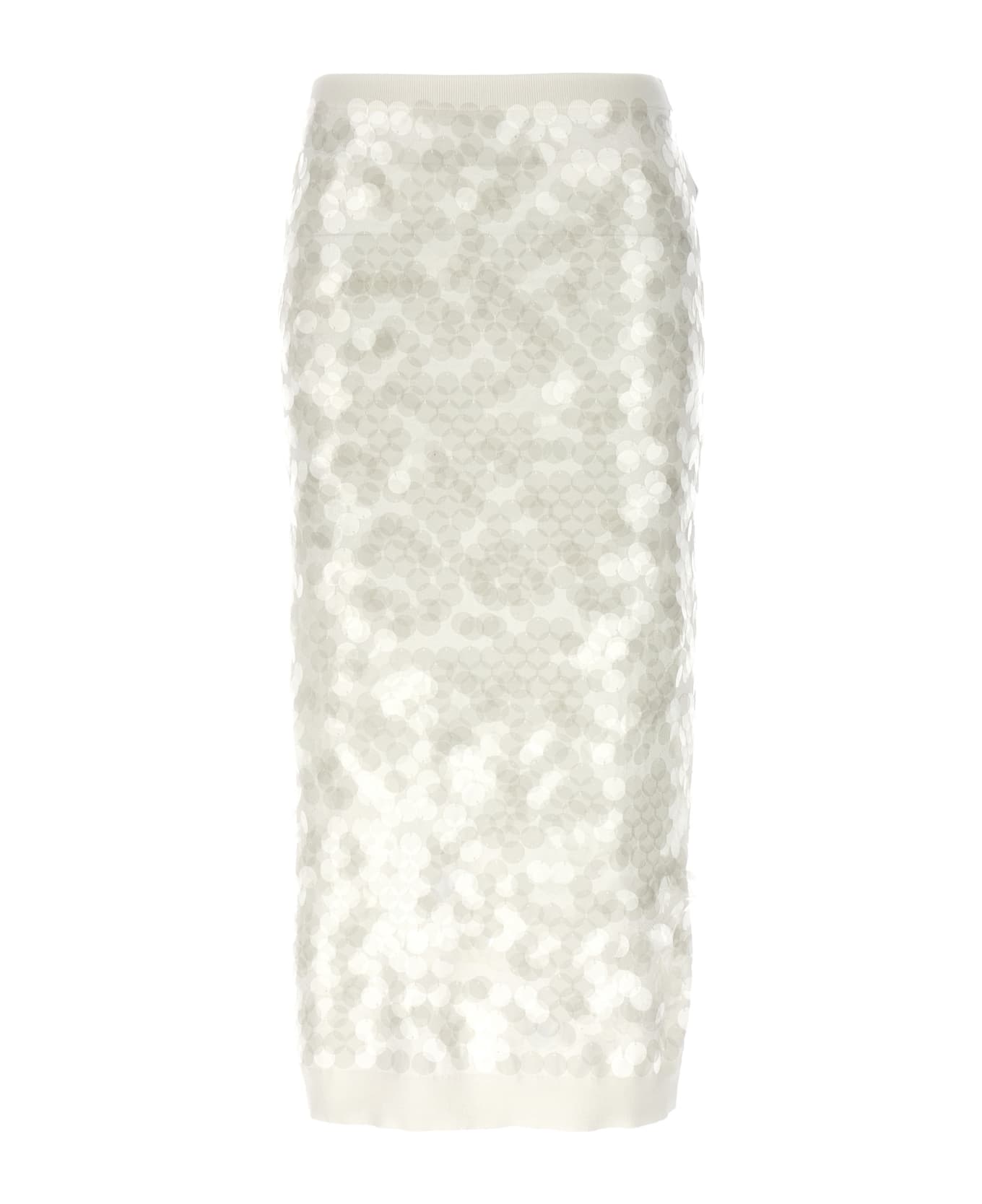 N.21 Sequin Knitted Skirt - White