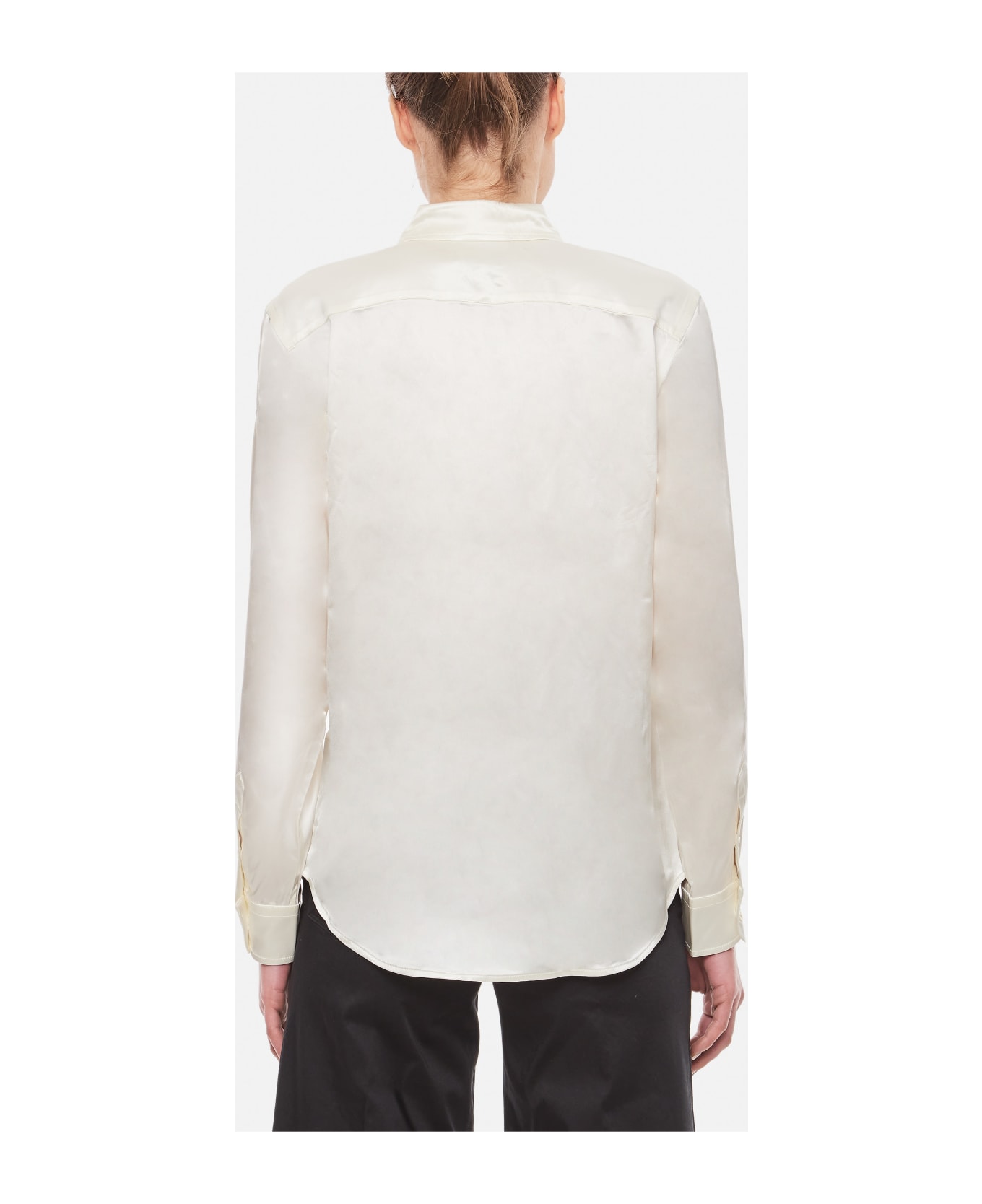 Ralph Lauren Long Sleeve Button Front Shirt - WHITE
