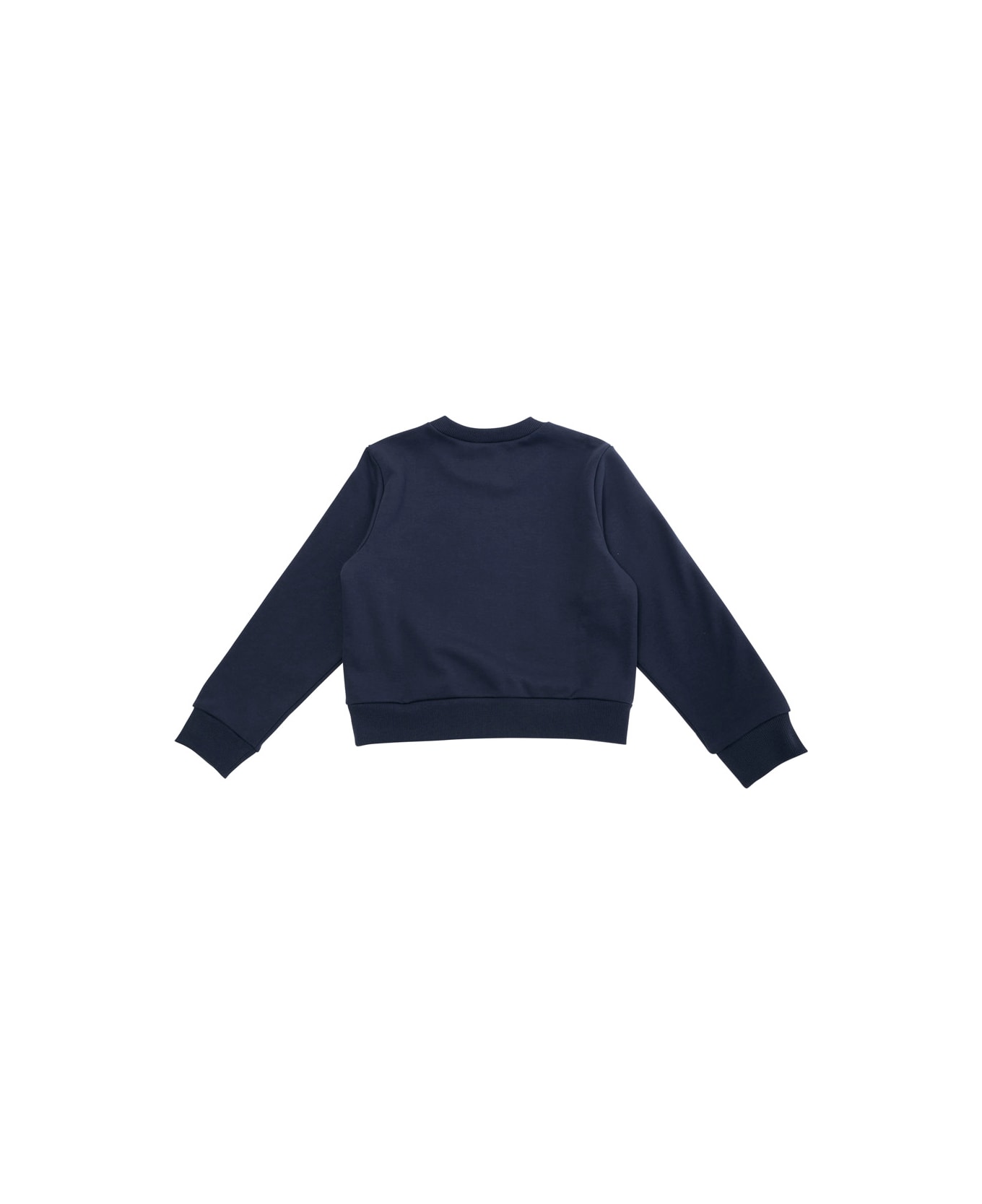 Max&Co. Blue Crewneck T-shirt With Maxi Logo Print On The Front In Cotton Girl - Blu