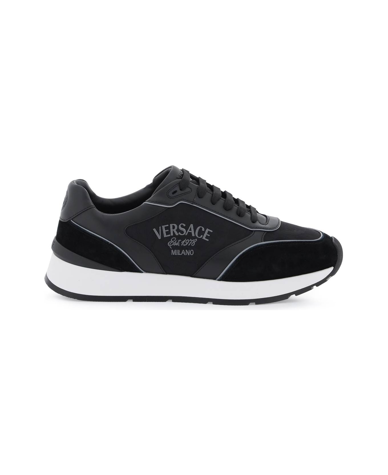 Versace Milano Round-toe Lace-up Sneakers - BLACK (Black)