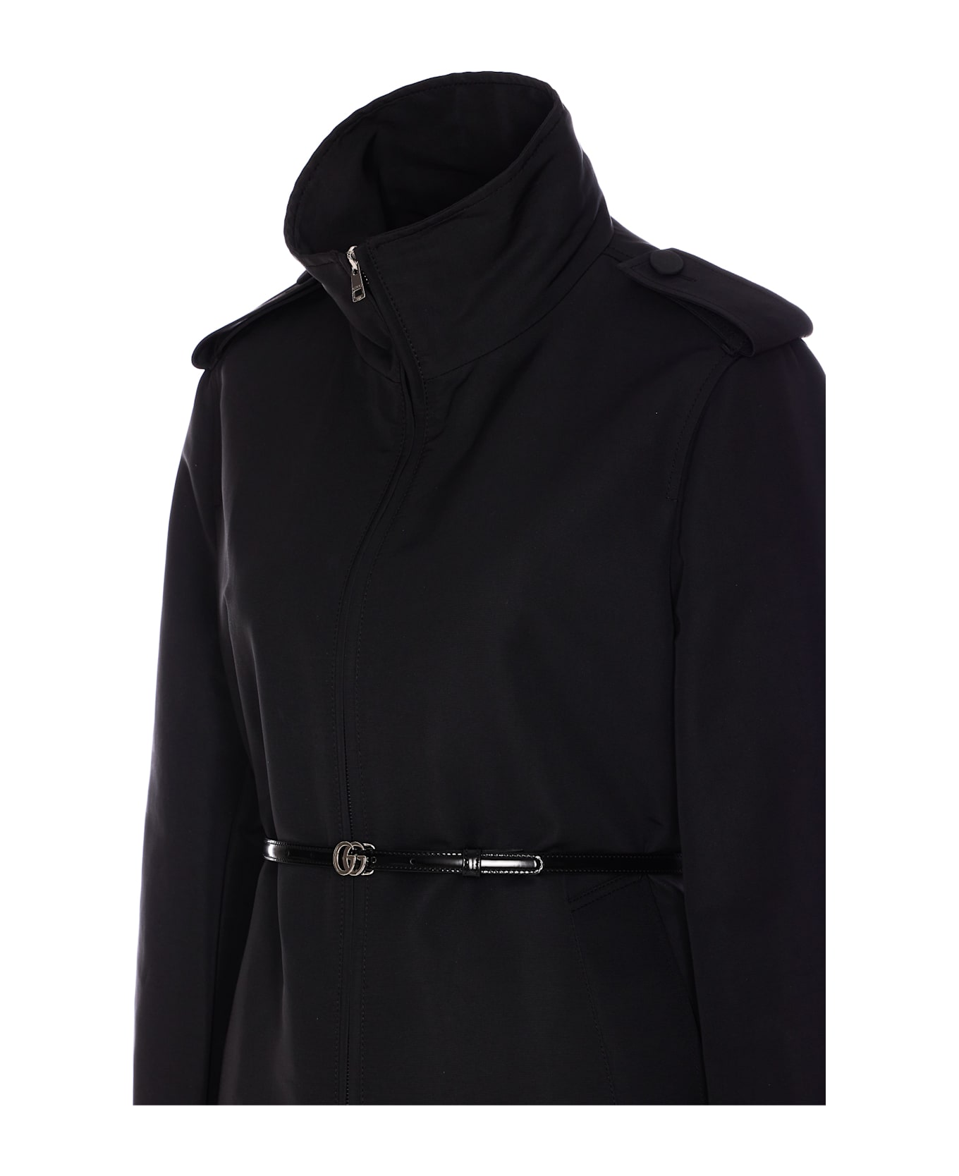 Gucci Nylon Faille Coat - Black
