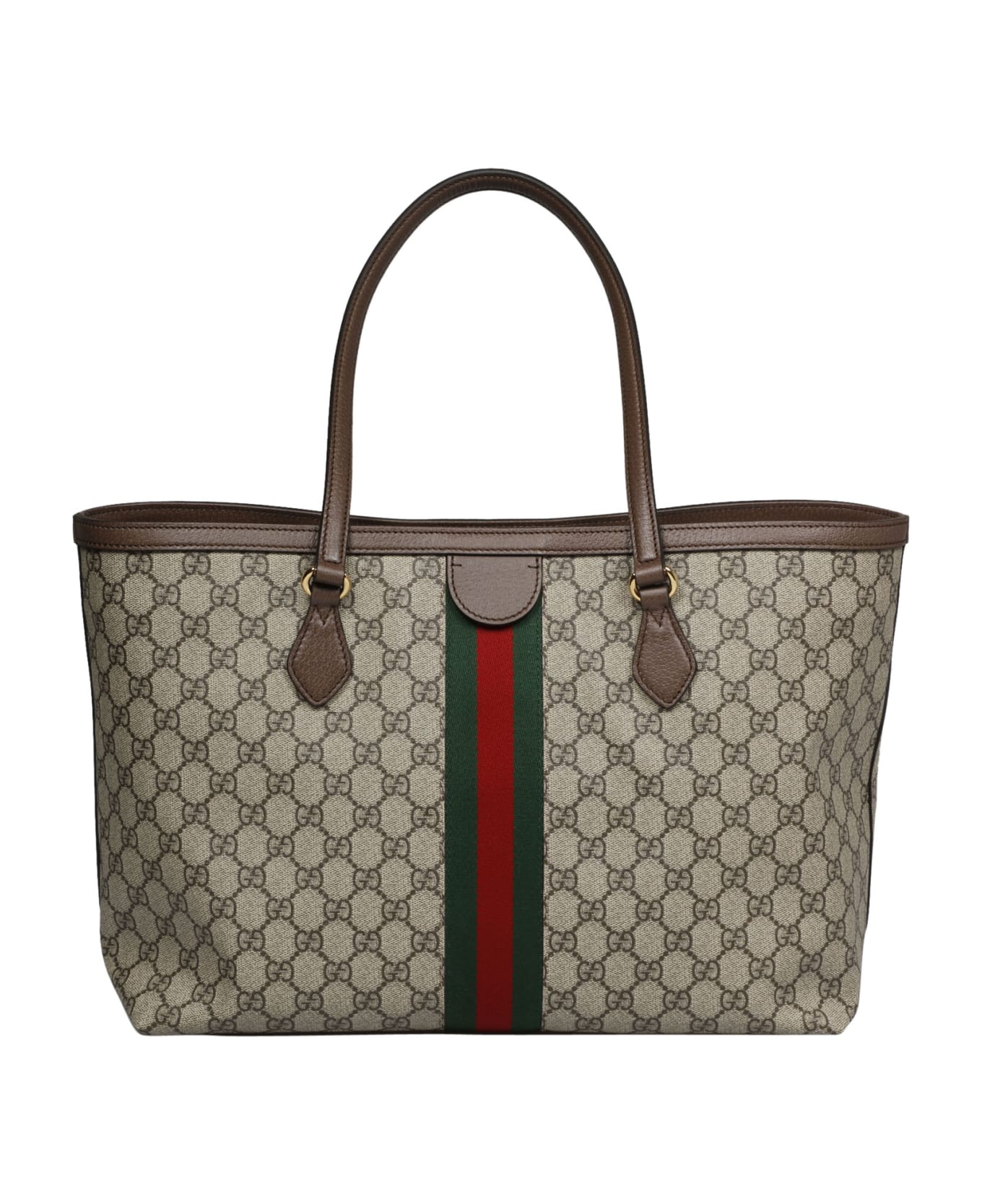 Gucci Web Stripe Detail Logo Tote - Brown