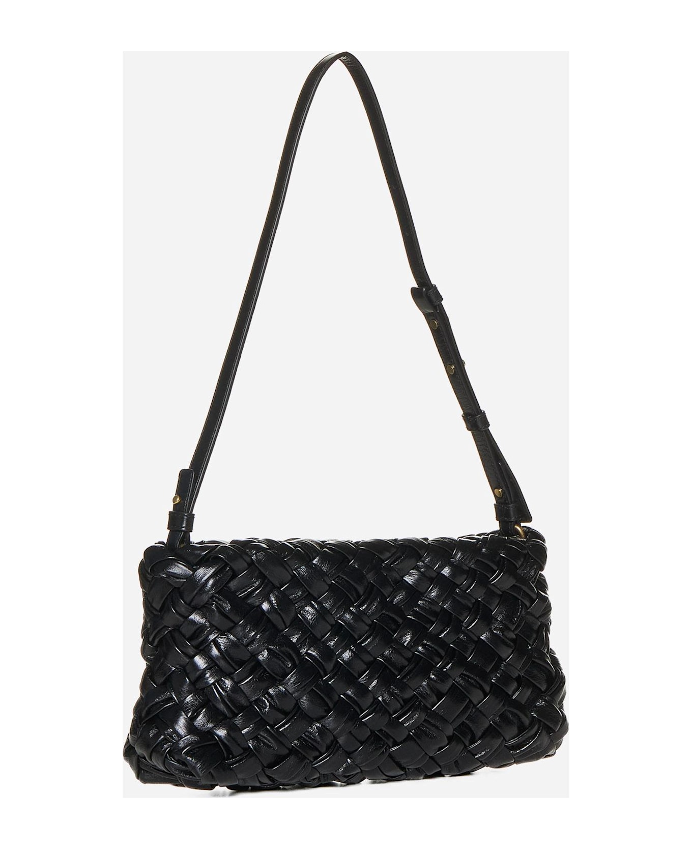 Bottega Veneta Kalimero Cha-cha Intreccio Leather Bag - Black