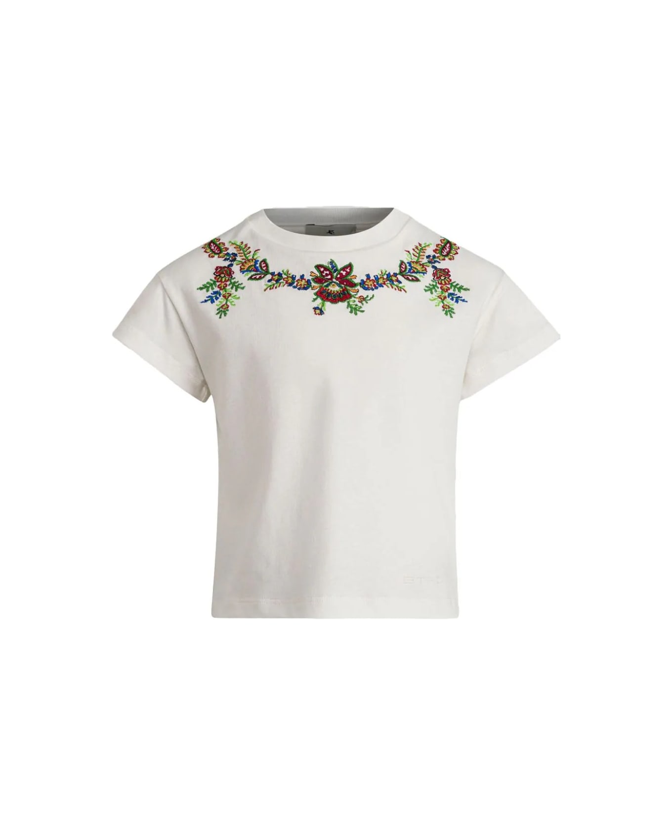 Etro White T-shirt With Embroidery On Neckline - White Tシャツ＆ポロシャツ
