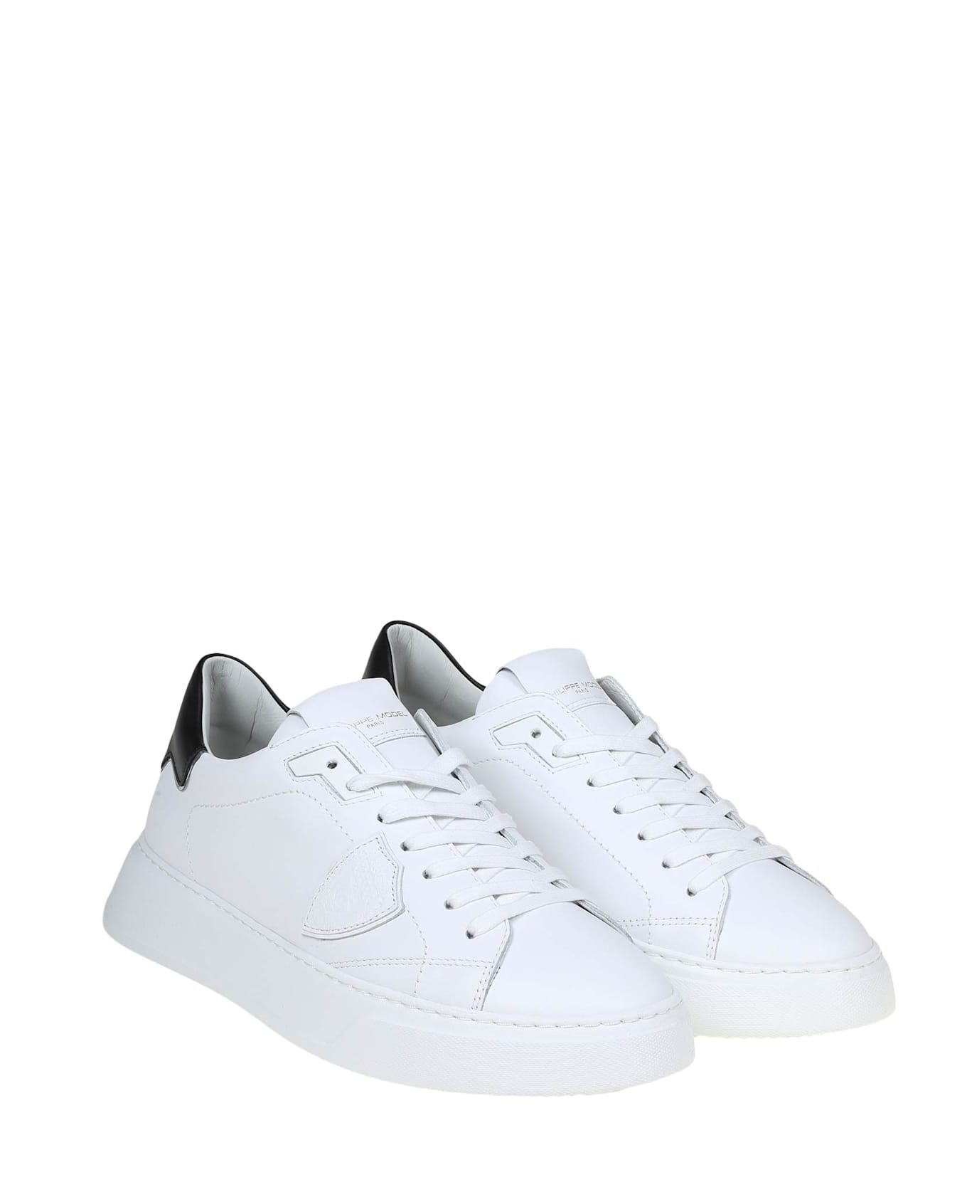 Philippe Model Sneakers Temple Low In Black And White Leather - White/Black