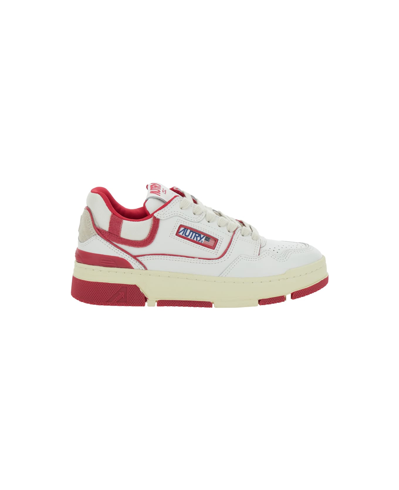 Autry 'clc' White Sneakers With Logo Patch On The Tongue And Logo Print On The Heel In Leather Blend Woman - White
